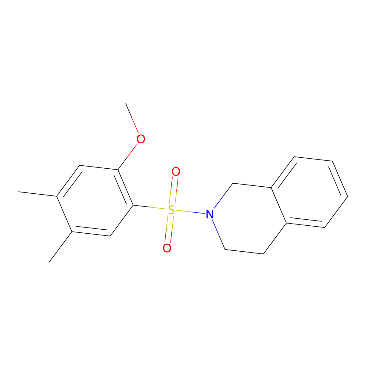 2-(2-methoxy-4,5-dimethylphenyl)sulfonyl-3,4-dihydro-1H-isoquinoline molecular structure, CAS 496015-57-7