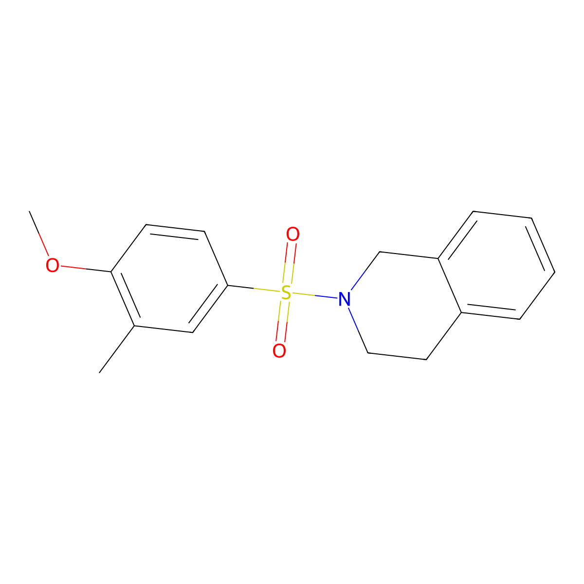 2-(4-methoxy-3-methylphenyl)sulfonyl-3,4-dihydro-1H-isoquinoline molecular structure, CAS 496015-60-2