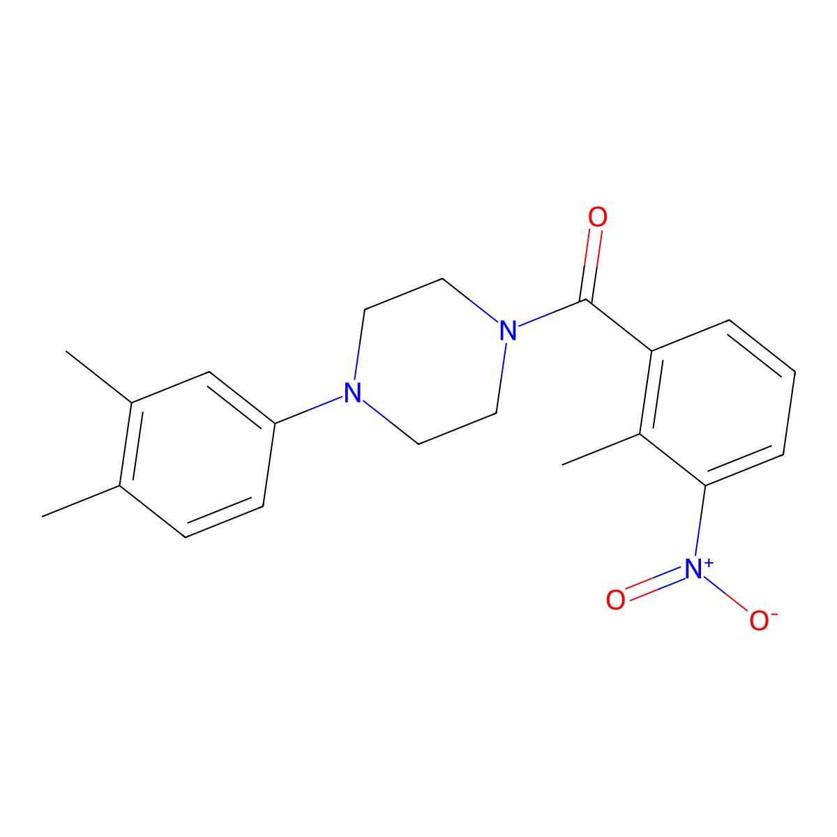 1-(3,4-Dimethylphenyl)-4-(2-methyl-3-nitrobenzoyl)piperazine molecular structure, CAS 496015-74-8