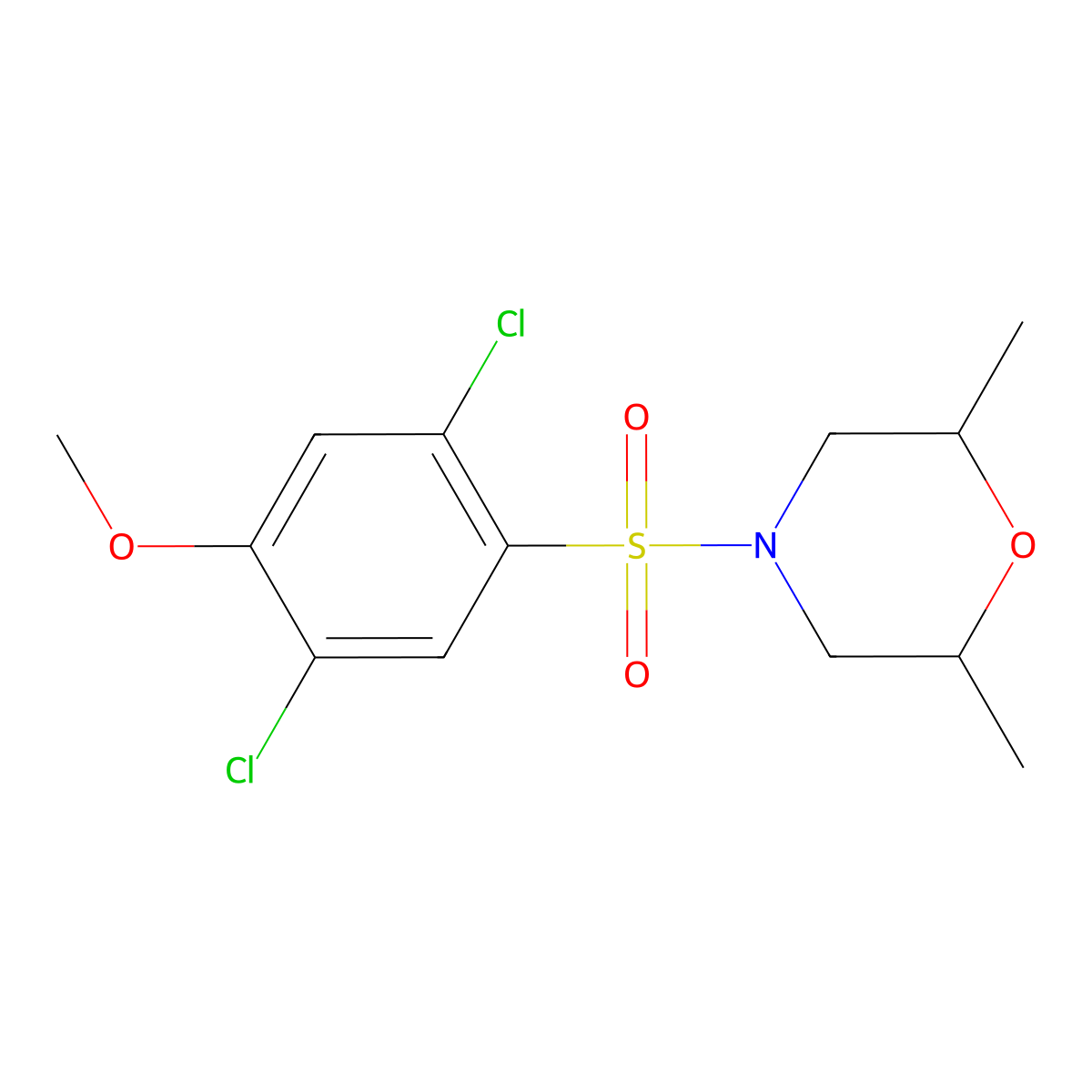4-[(2,5-Dichloro-4-methoxyphenyl)sulfonyl]-2,6-dimethylmorpholine molecular structure, CAS 496015-82-8