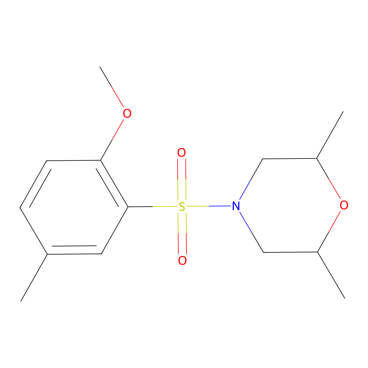 4-[(2-Methoxy-5-methylphenyl)sulfonyl]-2,6-dimethylmorpholine molecular structure, CAS 496015-83-9
