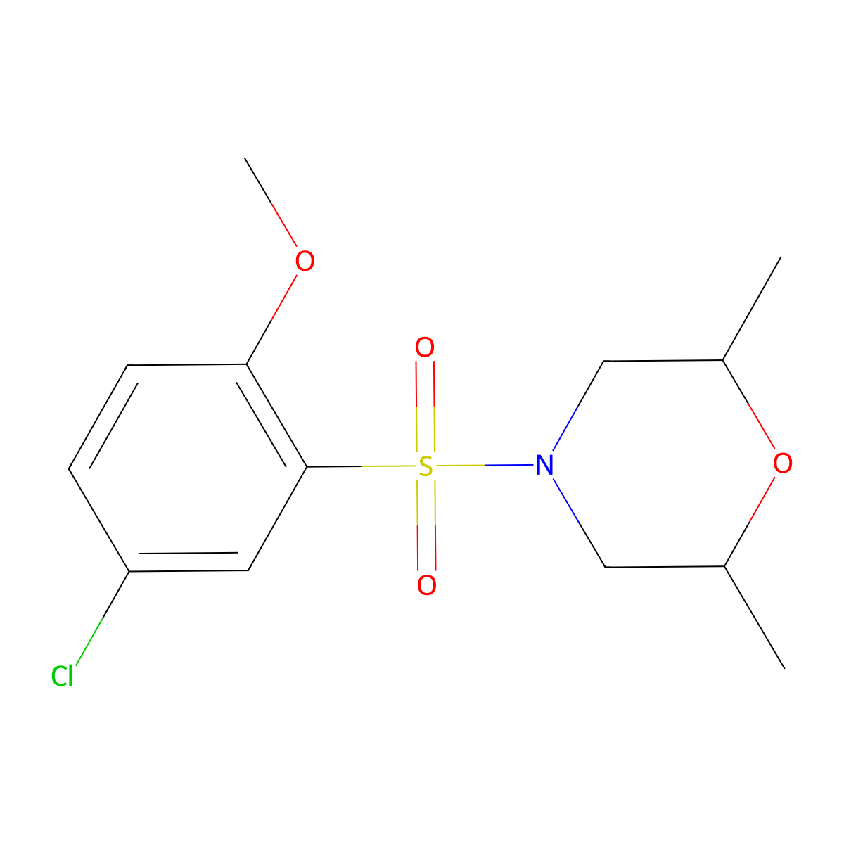 4-(5-Chloro-2-methoxybenzenesulfonyl)-2,6-dimethylmorpholine molecular structure, CAS 496015-84-0