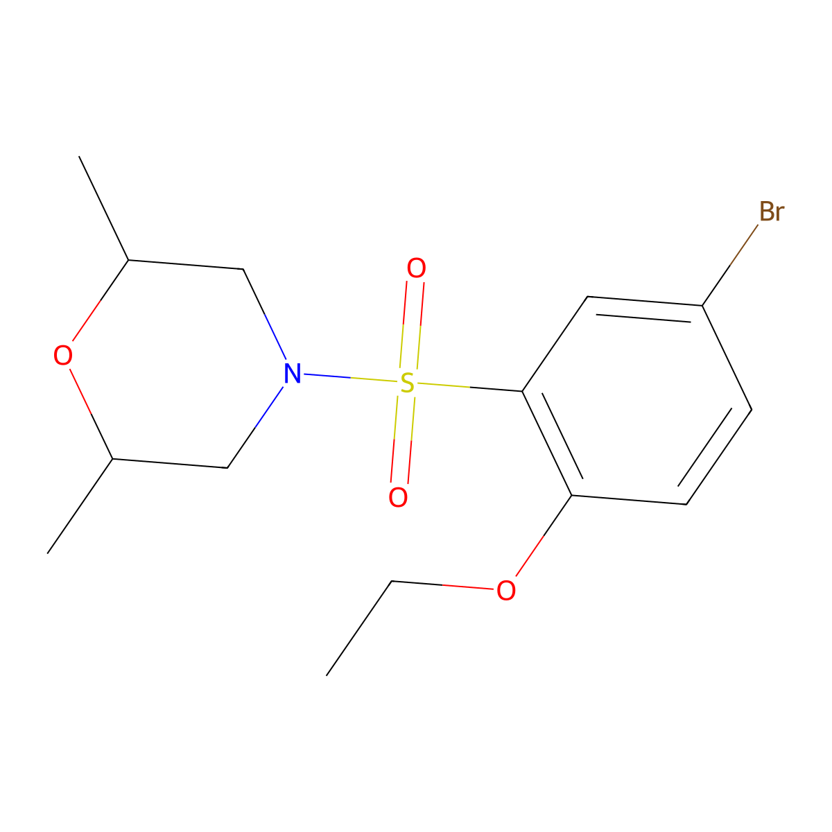 4-[(5-Bromo-2-ethoxyphenyl)sulfonyl]-2,6-dimethylmorpholine molecular structure, CAS 496015-88-4