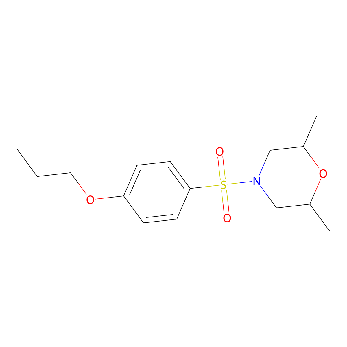 2,6-Dimethyl-4-[(4-propoxyphenyl)sulfonyl]morpholine molecular structure, CAS 496015-92-0