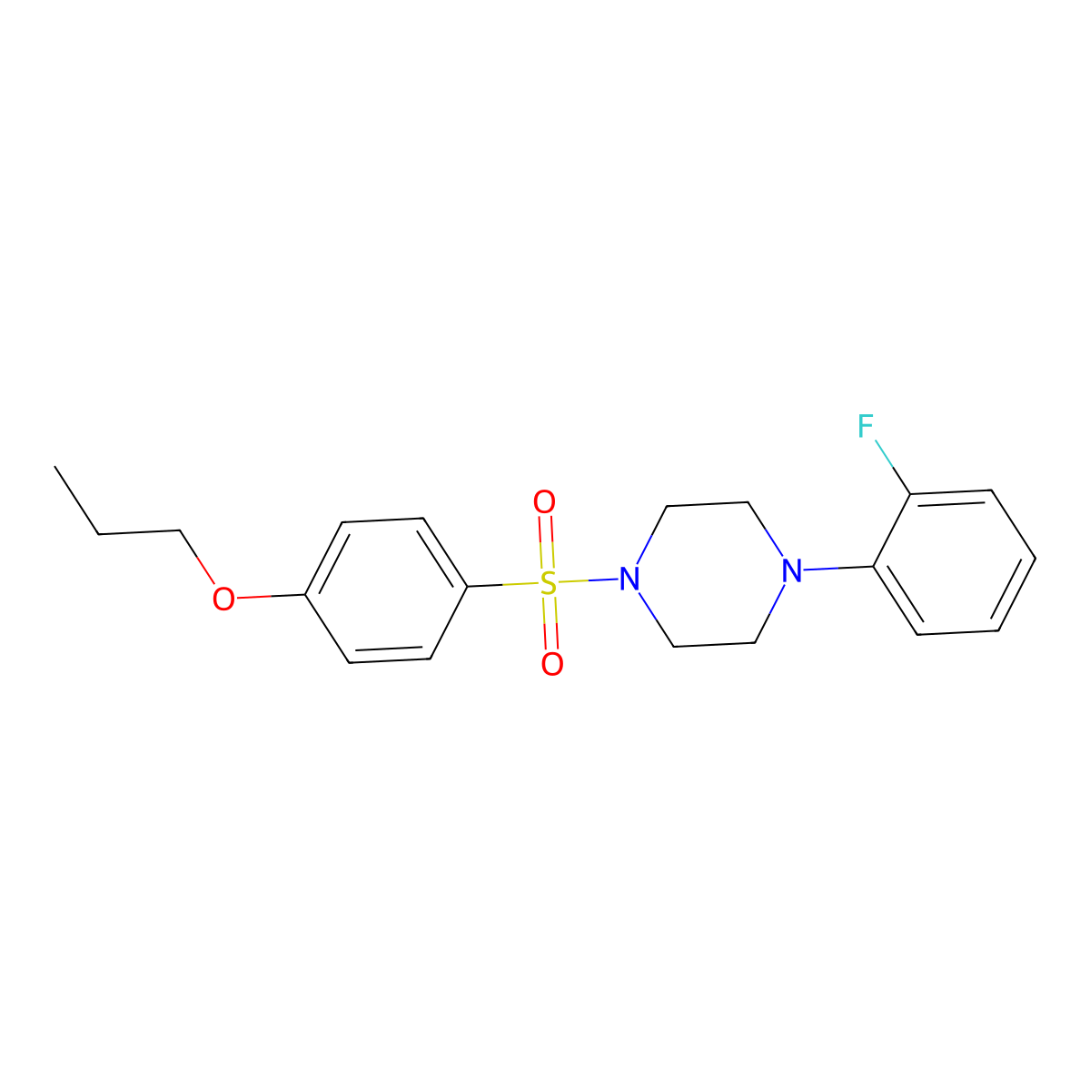 1-(2-Fluorophenyl)-4-(4-propoxyphenyl)sulfonylpiperazine molecular structure, CAS 496016-00-3