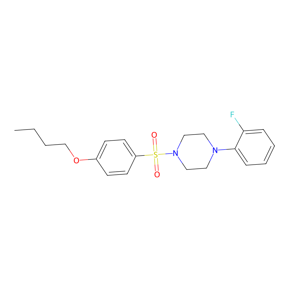 1-[(4-Butoxyphenyl)sulfonyl]-4-(2-fluorophenyl)piperazine molecular structure, CAS 496016-01-4