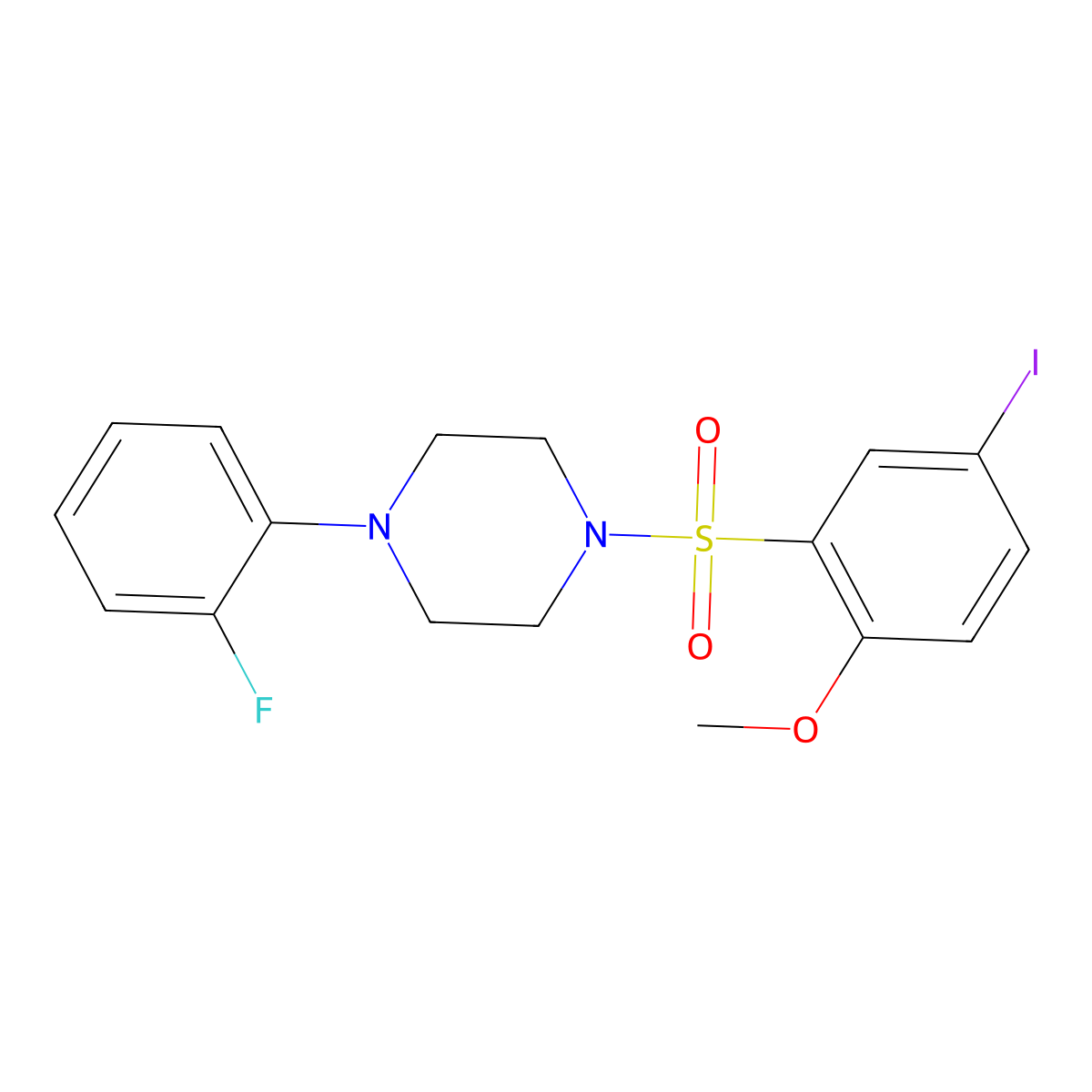 1-(2-Fluorophenyl)-4-(5-iodo-2-methoxybenzenesulfonyl)piperazine molecular structure, CAS 496016-04-7