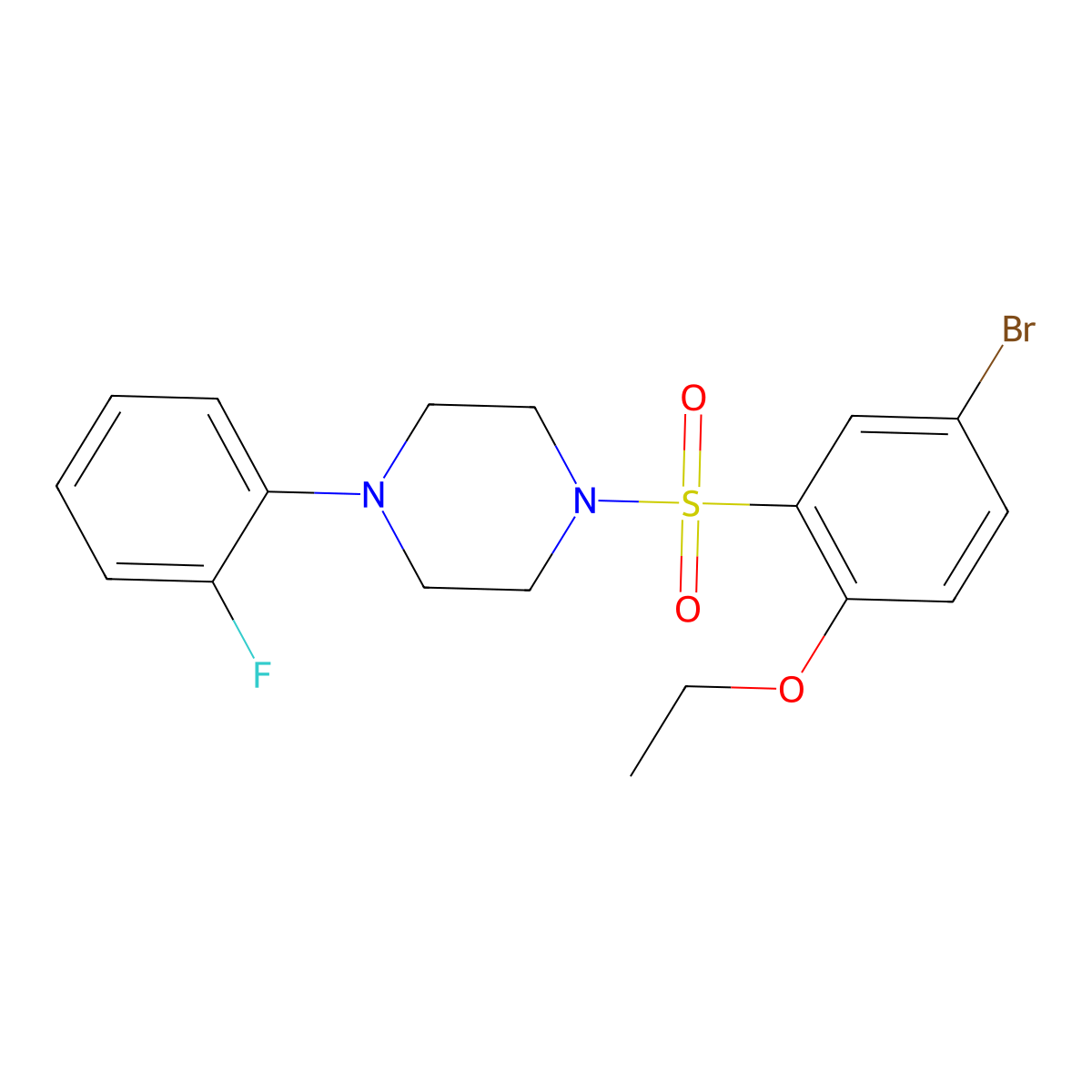 1-(5-Bromo-2-ethoxybenzenesulfonyl)-4-(2-fluorophenyl)piperazine molecular structure, CAS 496016-05-8
