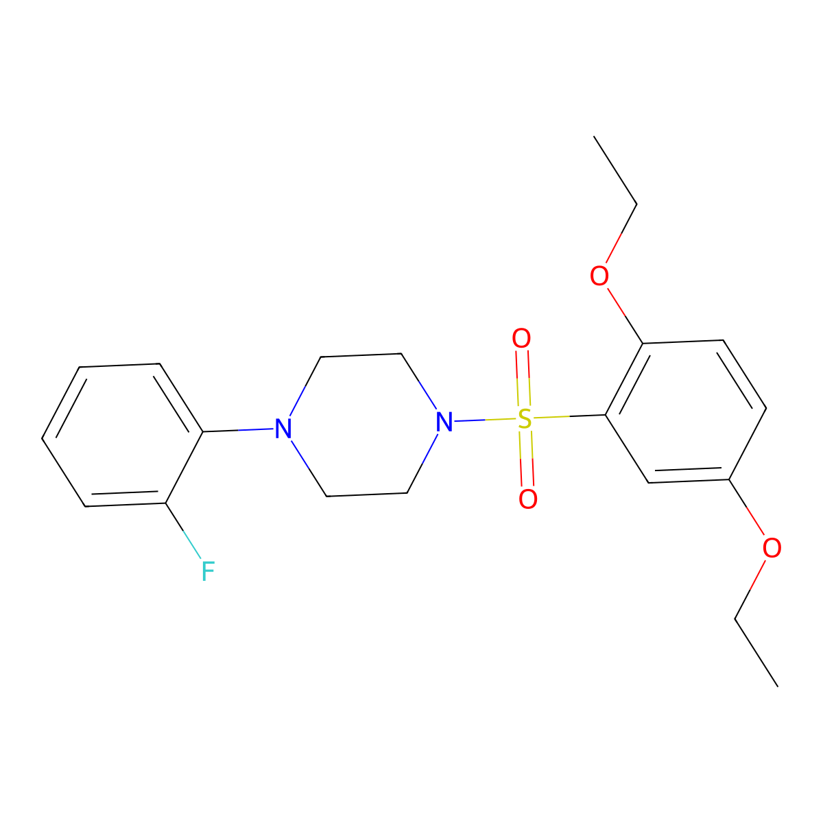 1-[(2,5-Diethoxyphenyl)sulfonyl]-4-(2-fluorophenyl)piperazine molecular structure, CAS 496016-06-9