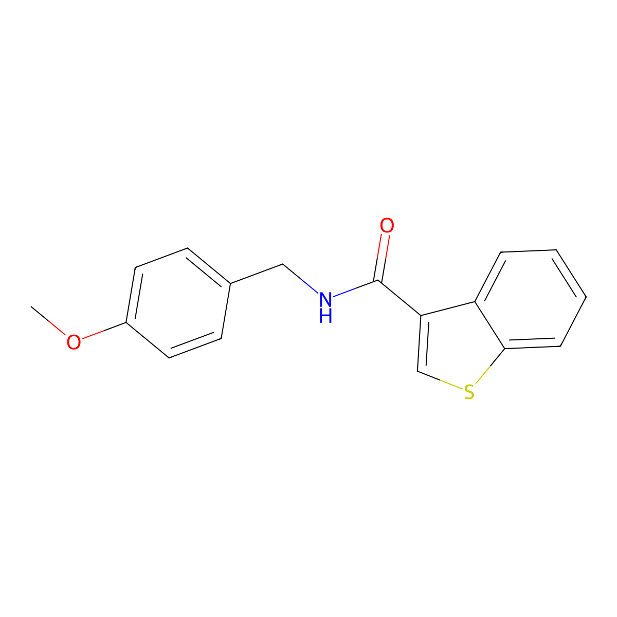 N-[(4-methoxyphenyl)methyl]-1-benzothiophene-3-carboxamide molecular structure, CAS 496016-17-2
