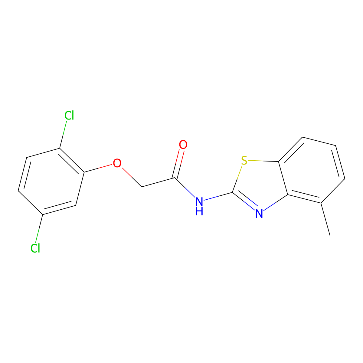 2-(2,5-dichlorophenoxy)-N-(4-methyl-1,3-benzothiazol-2-yl)acetamide molecular structure, CAS 496016-30-9