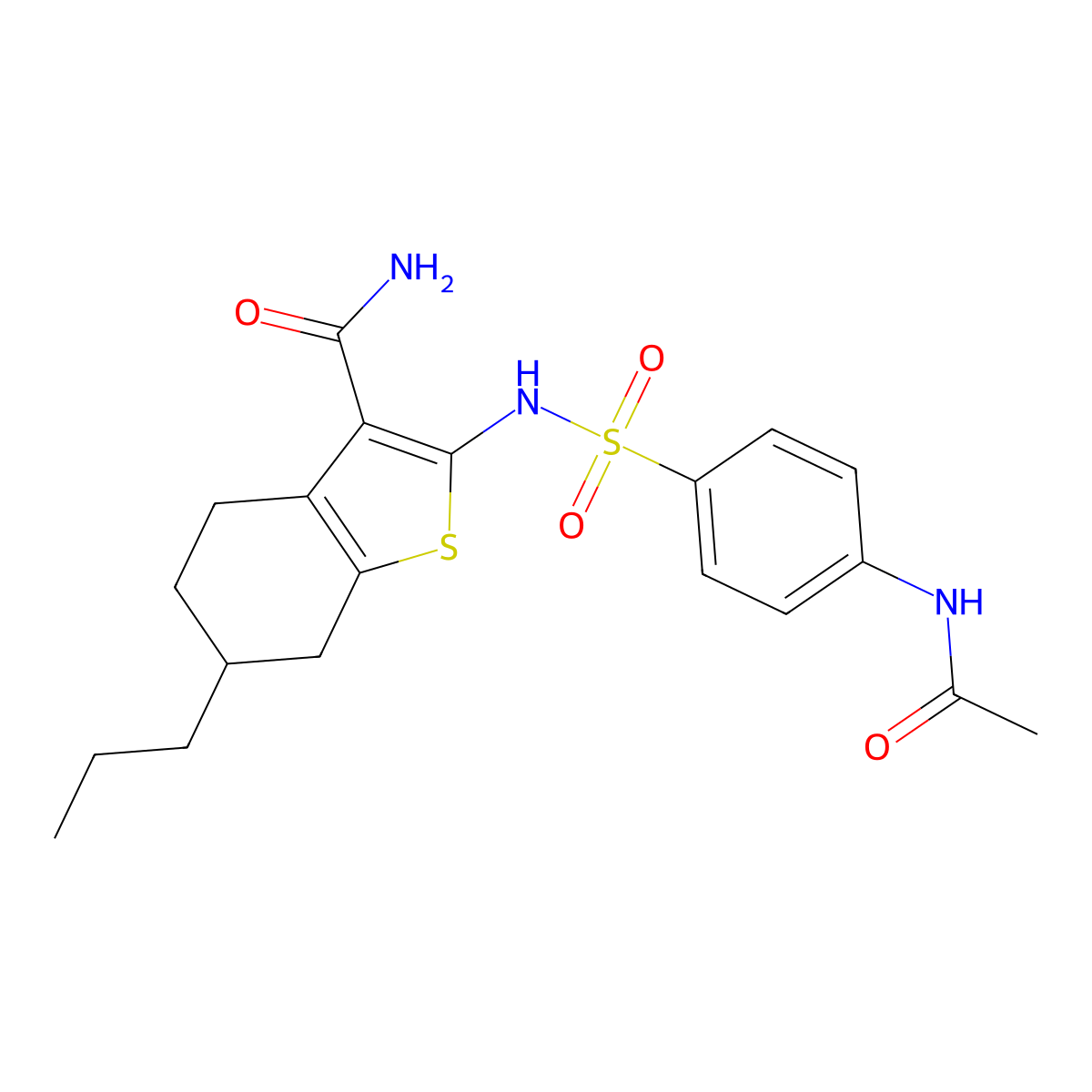 2-({[4-(Acetylamino)phenyl]sulfonyl}amino)-6-propyl-4,5,6,7-tetrahydro-1-benzothiophene-3-carboxamide molecular structure, CAS 496016-52-5