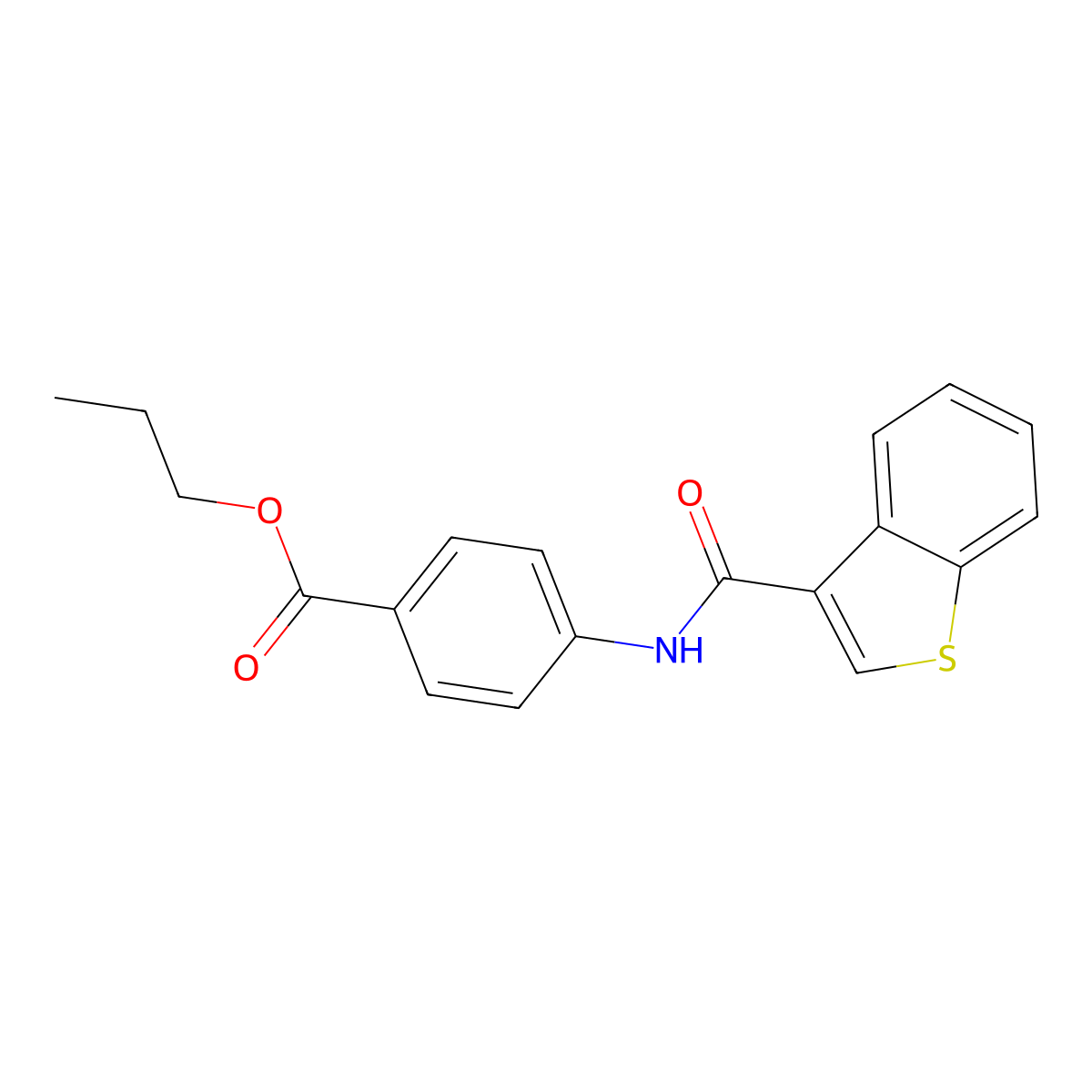 Propyl 4-[(1-benzothien-3-ylcarbonyl)amino]benzoate molecular structure, CAS 496016-53-6