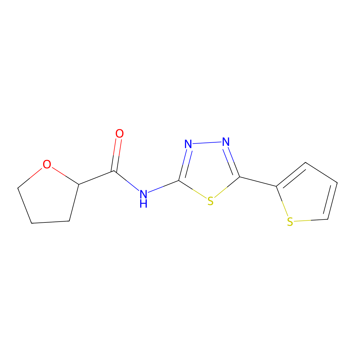 N-(5-thiophen-2-yl-1,3,4-thiadiazol-2-yl)oxolane-2-carboxamide molecular structure, CAS 496016-68-3