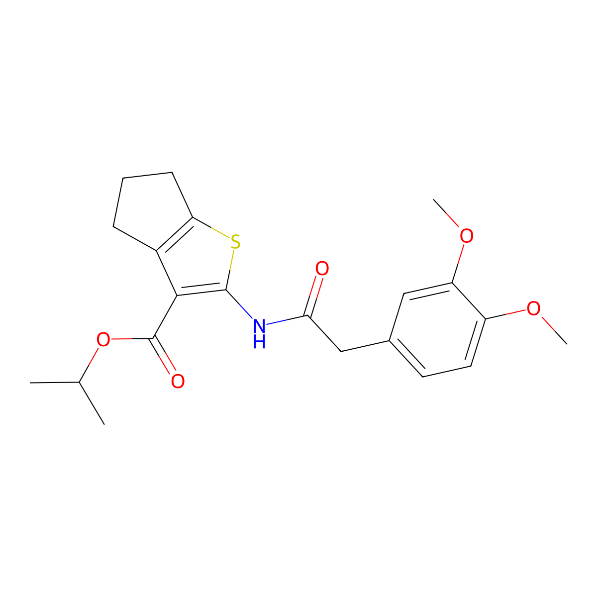 propan-2-yl 2-{[(3,4-dimethoxyphenyl)acetyl]amino}-5,6-dihydro-4H-cyclopenta[b]thiophene-3-carboxylate molecular structure, CAS 496016-71-8