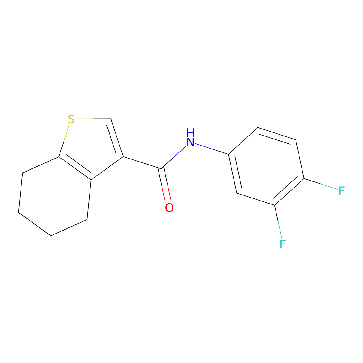 N-(3,4-difluorophenyl)-4,5,6,7-tetrahydro-1-benzothiophene-3-carboxamide molecular structure, CAS 496016-79-6
