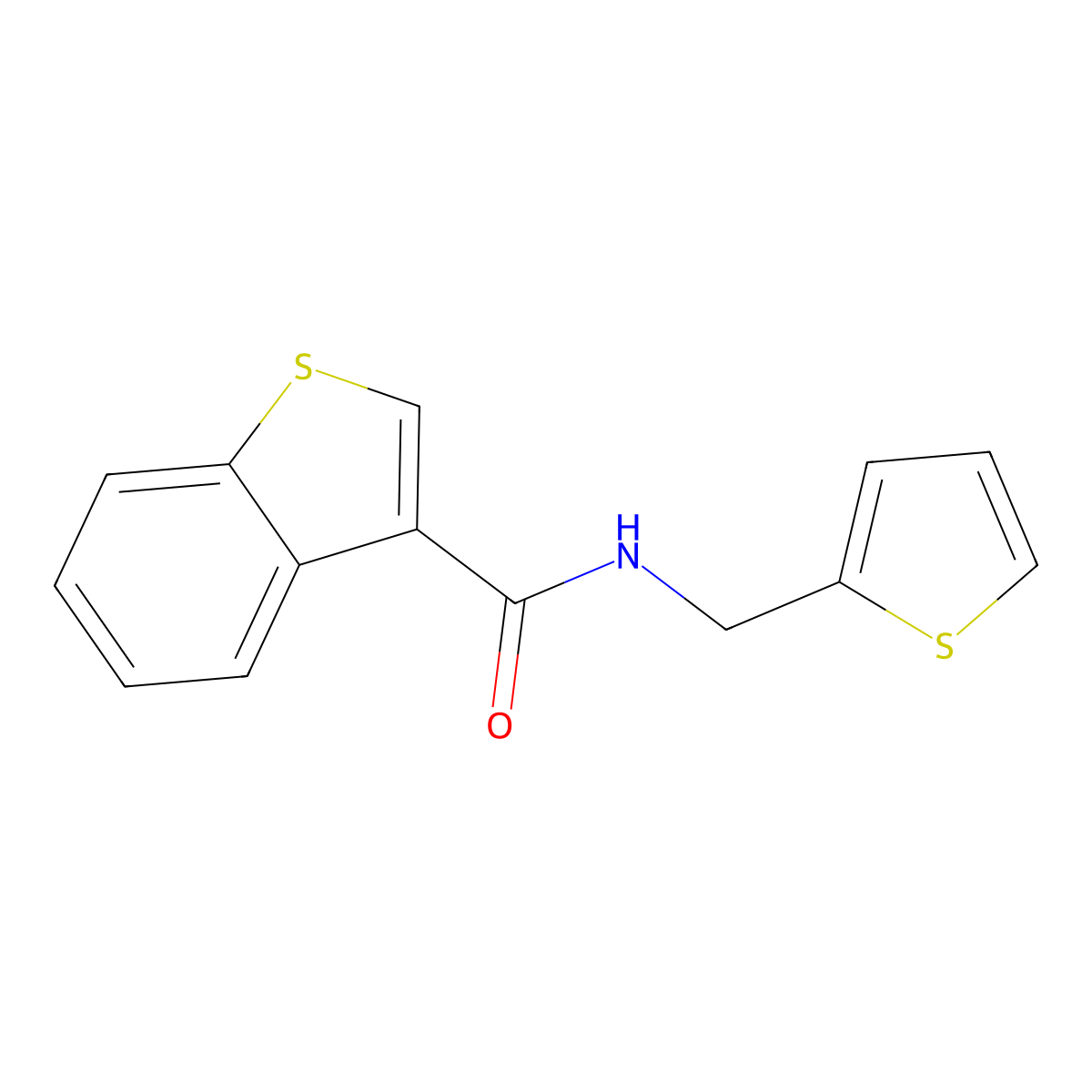 N-(thiophen-2-ylmethyl)-1-benzothiophene-3-carboxamide molecular structure, CAS 496016-91-2
