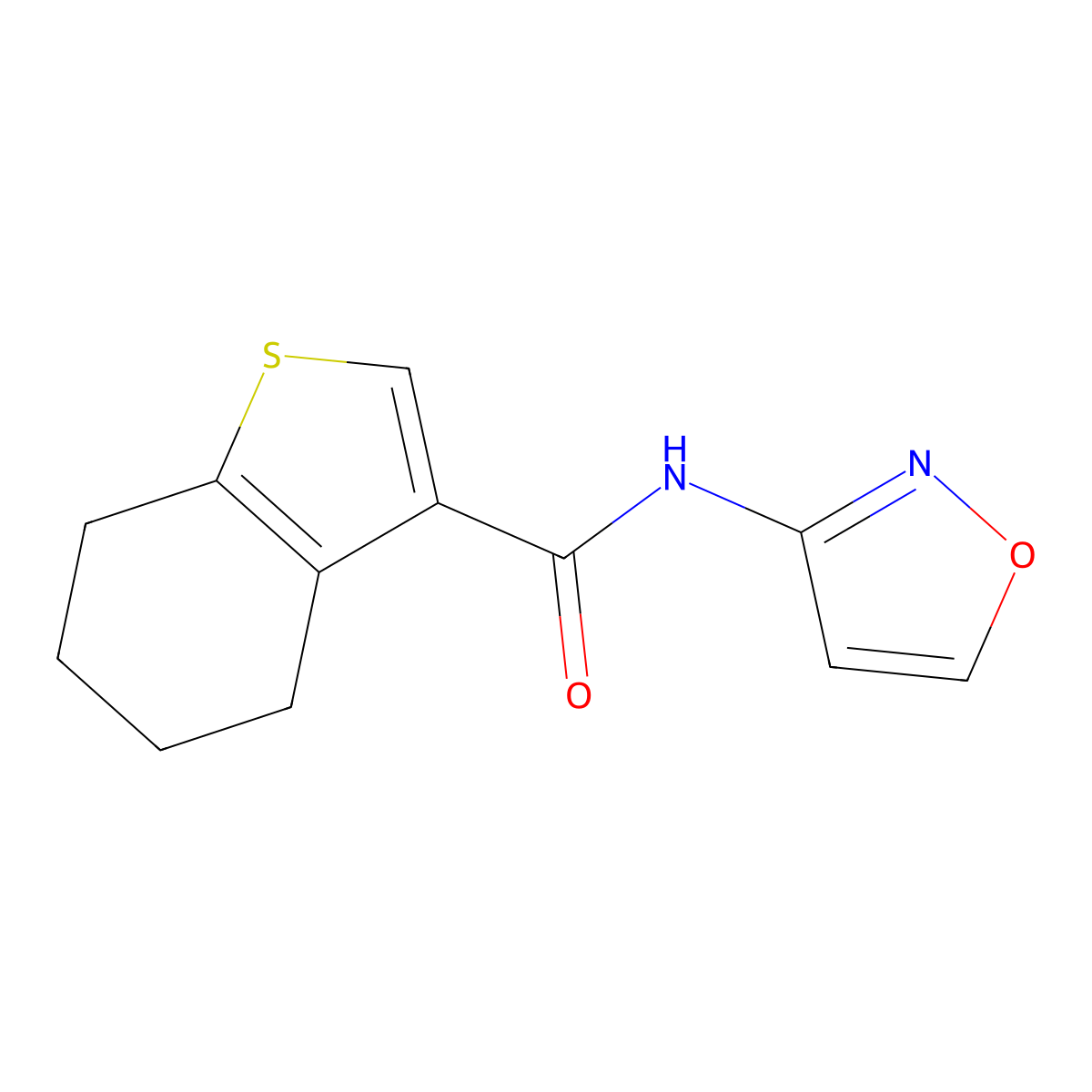 N-3-isoxazolyl-4,5,6,7-tetrahydro-1-benzothiophene-3-carboxamide molecular structure, CAS 496016-95-6
