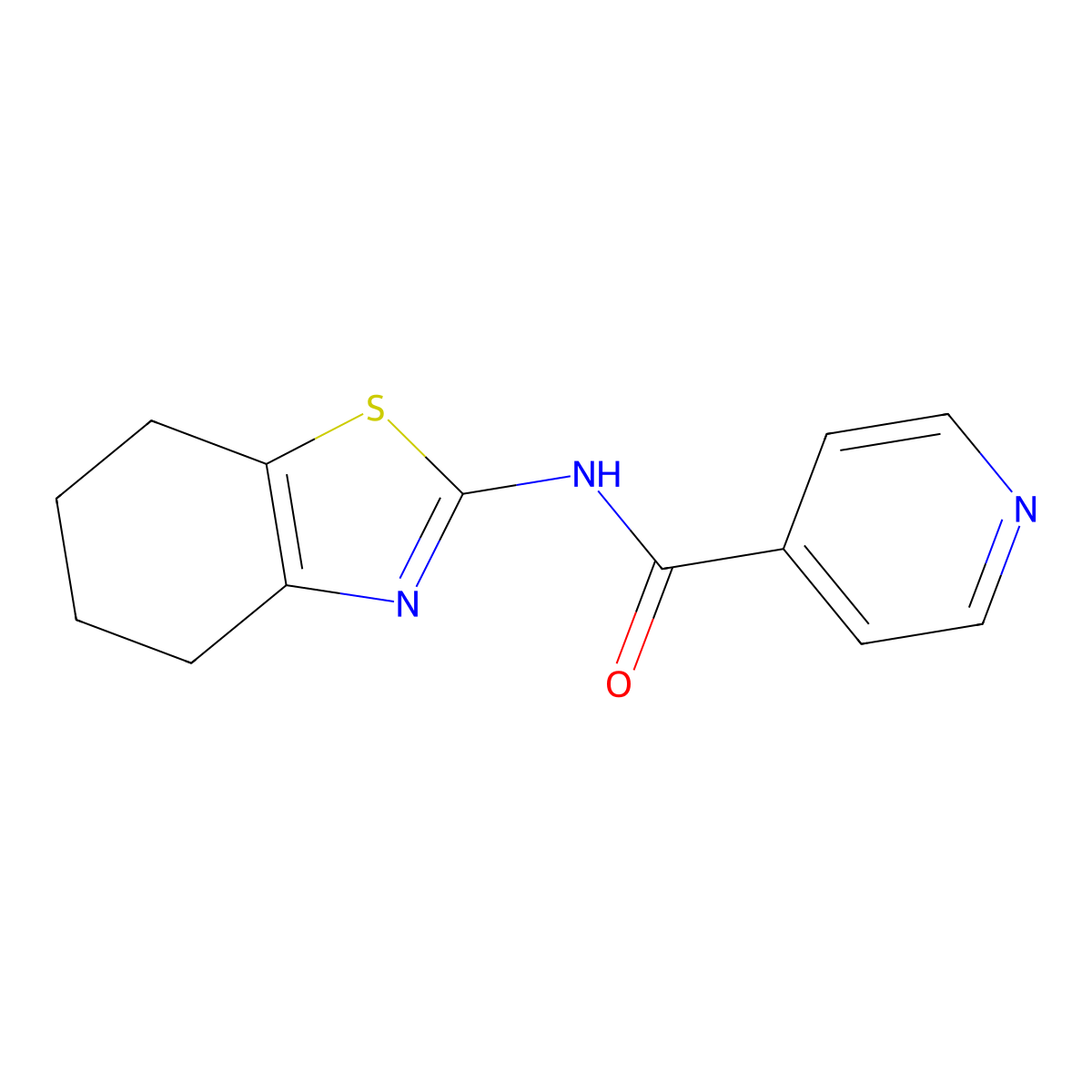 N-(4,5,6,7-tetrahydro-1,3-benzothiazol-2-yl)pyridine-4-carboxamide molecular structure, CAS 496017-02-8
