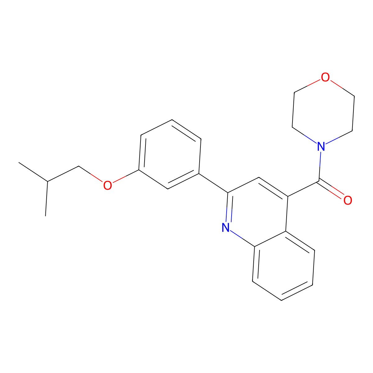 [2-[3-(2-Methylpropoxy)phenyl]quinolin-4-yl]-morpholin-4-ylmethanone molecular structure, CAS 496017-05-1