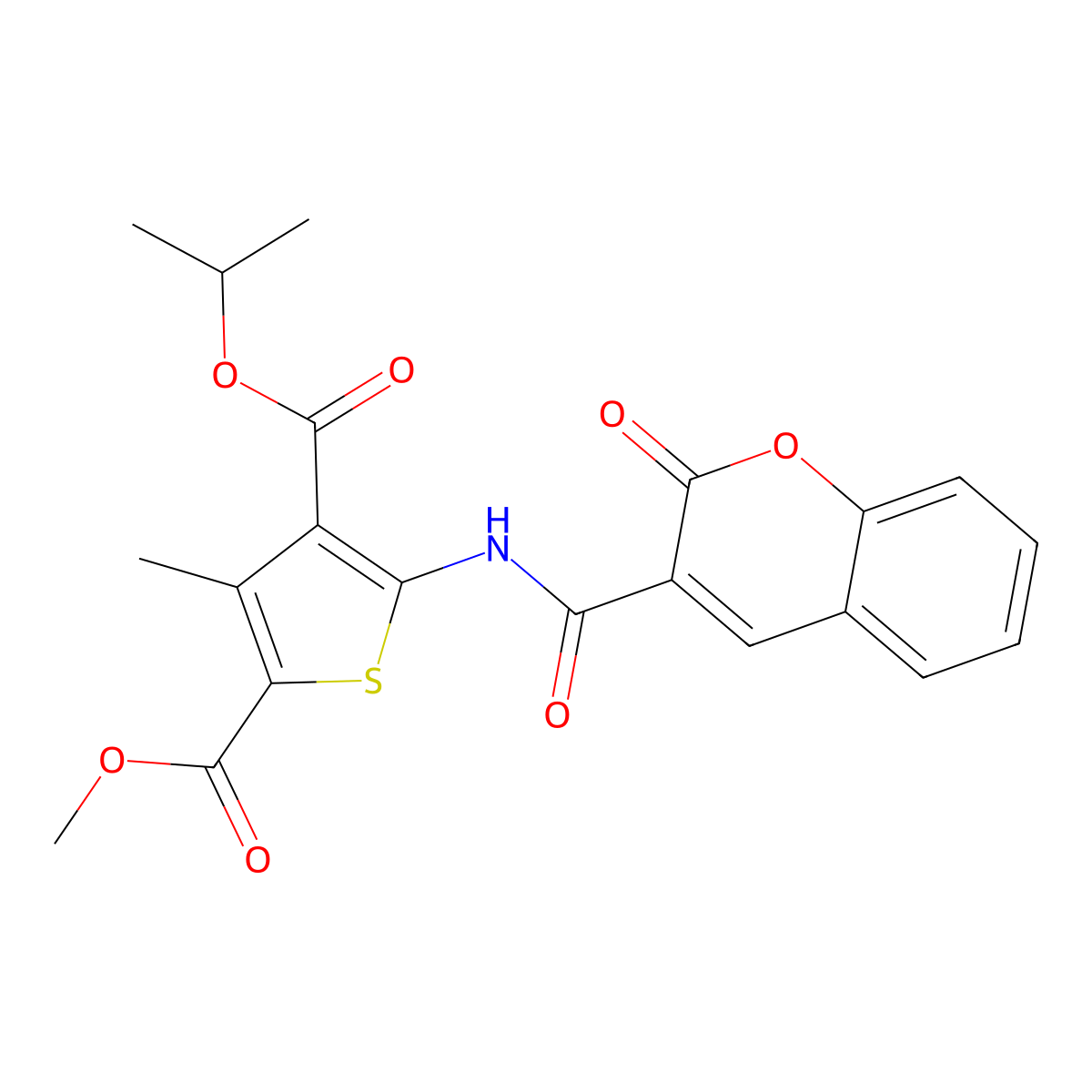 2-O-methyl 4-O-propan-2-yl 3-methyl-5-[(2-oxochromene-3-carbonyl)amino]thiophene-2,4-dicarboxylate molecular structure, CAS 496017-06-2