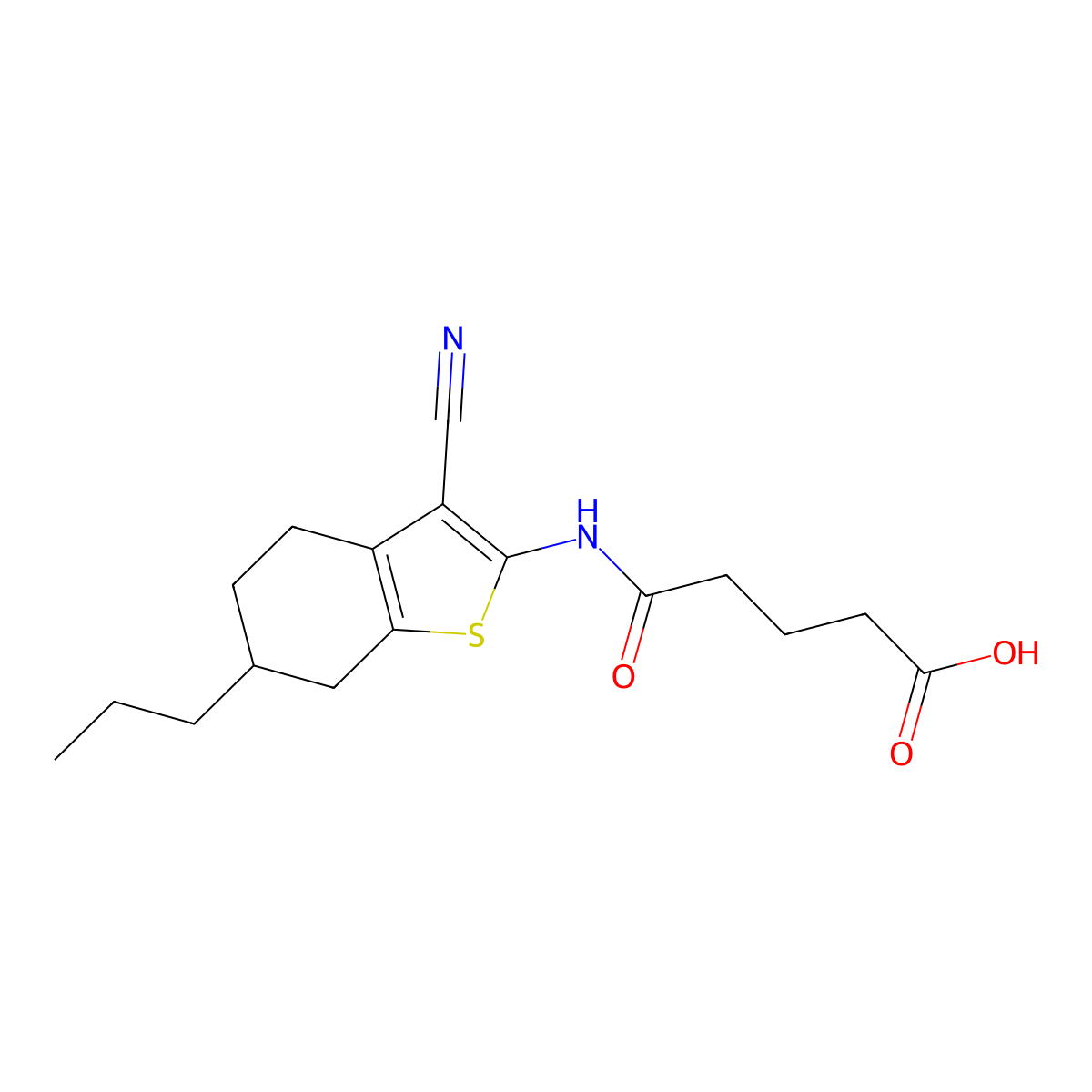 5-[(3-Cyano-6-propyl-4,5,6,7-tetrahydro-1-benzothiophen-2-yl)amino]-5-oxopentanoic acid molecular structure, CAS 496017-11-9