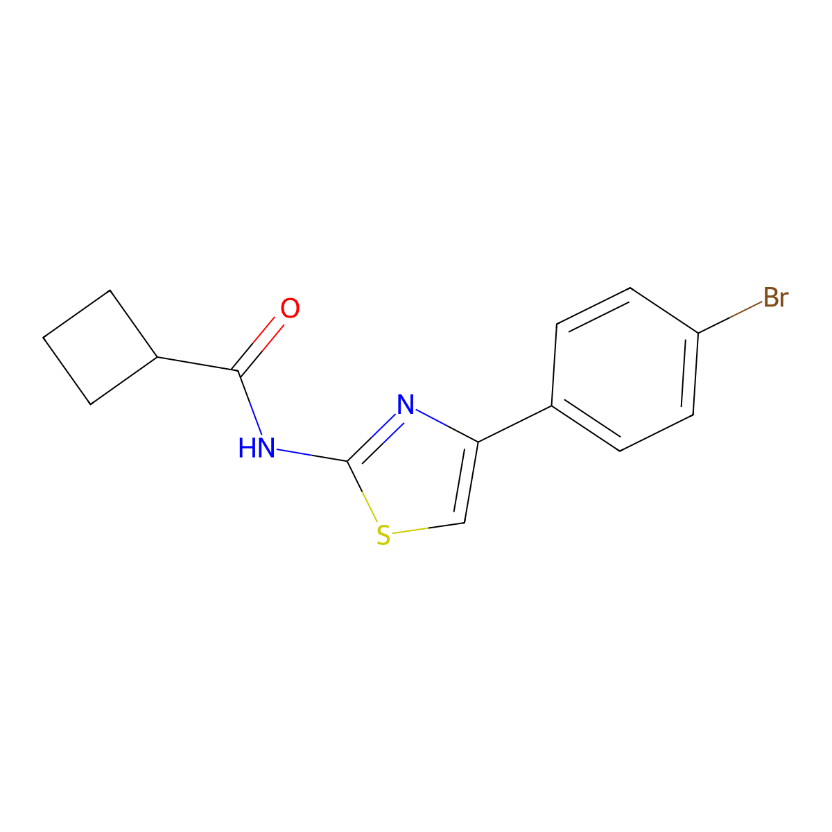N-[4-(4-bromophenyl)-1,3-thiazol-2-yl]cyclobutanecarboxamide molecular structure, CAS 496017-31-3