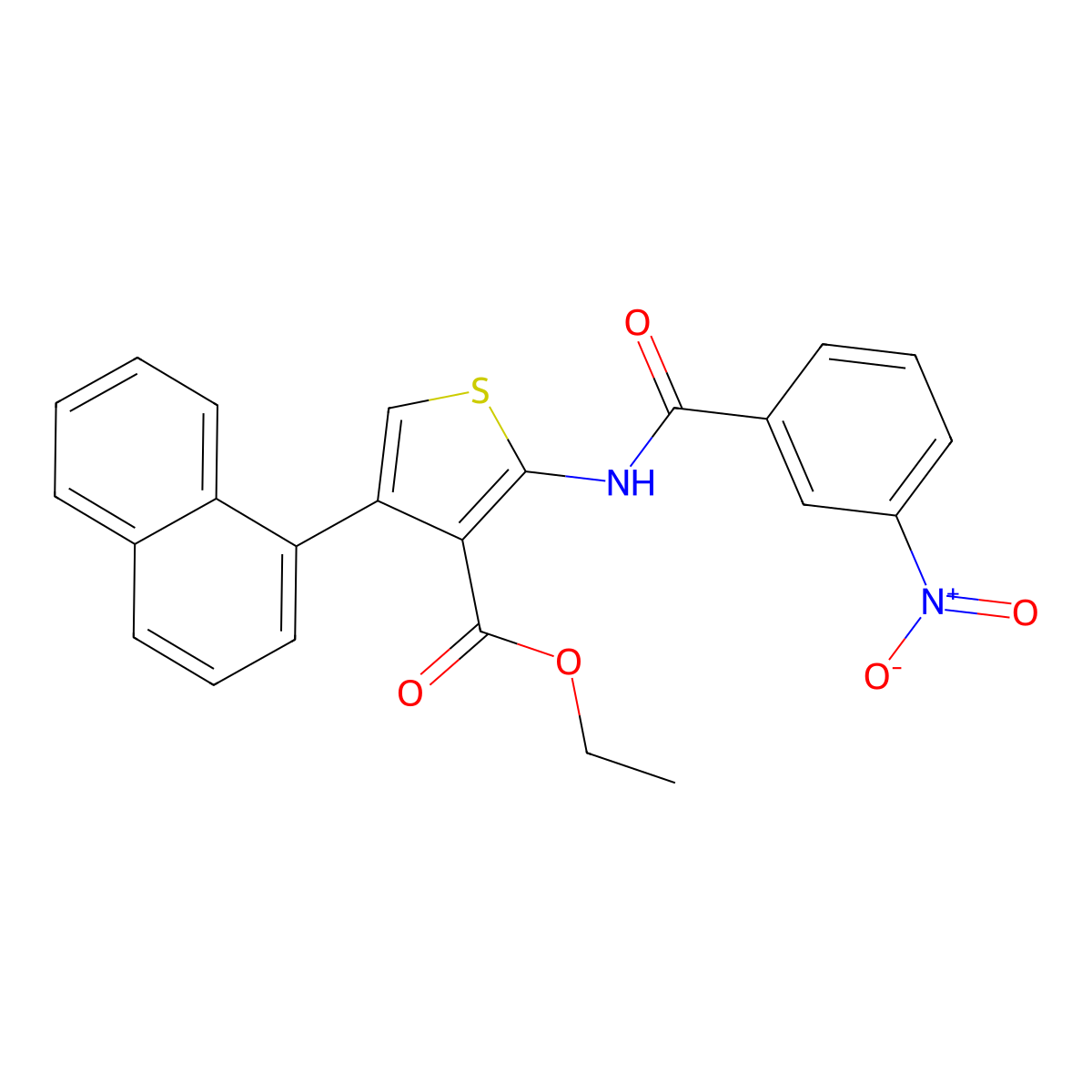 Ethyl 4-naphthalen-1-yl-2-[(3-nitrobenzoyl)amino]thiophene-3-carboxylate molecular structure, CAS 496017-35-7
