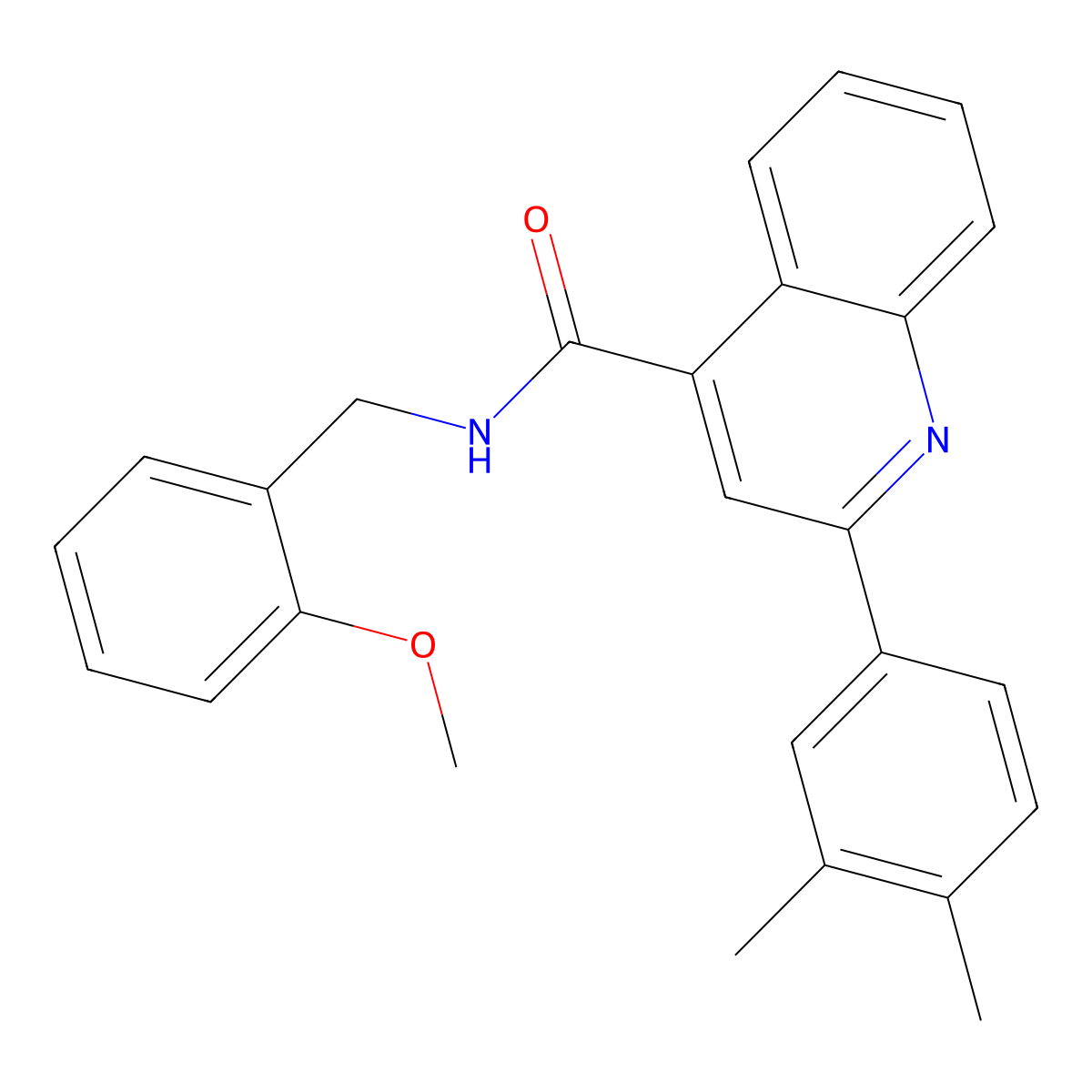 2-(3,4-dimethylphenyl)-N-[(2-methoxyphenyl)methyl]quinoline-4-carboxamide molecular structure, CAS 496017-37-9