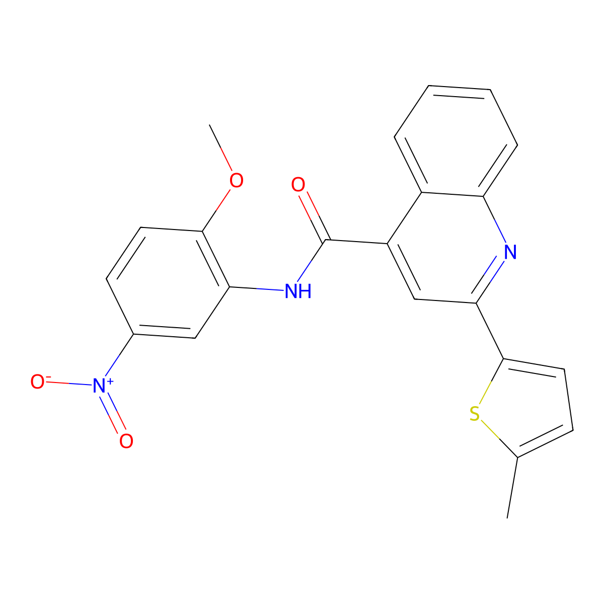 N-(2-methoxy-5-nitrophenyl)-2-(5-methylthiophen-2-yl)quinoline-4-carboxamide molecular structure, CAS 496017-40-4