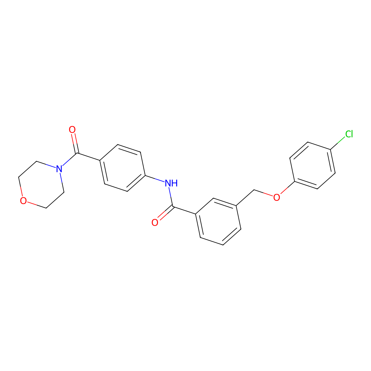 3-[(4-chlorophenoxy)methyl]-N-[4-(morpholine-4-carbonyl)phenyl]benzamide molecular structure, CAS 496017-44-8