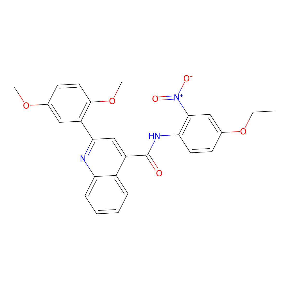 2-(2,5-dimethoxyphenyl)-N-(4-ethoxy-2-nitrophenyl)quinoline-4-carboxamide molecular structure, CAS 496017-64-2