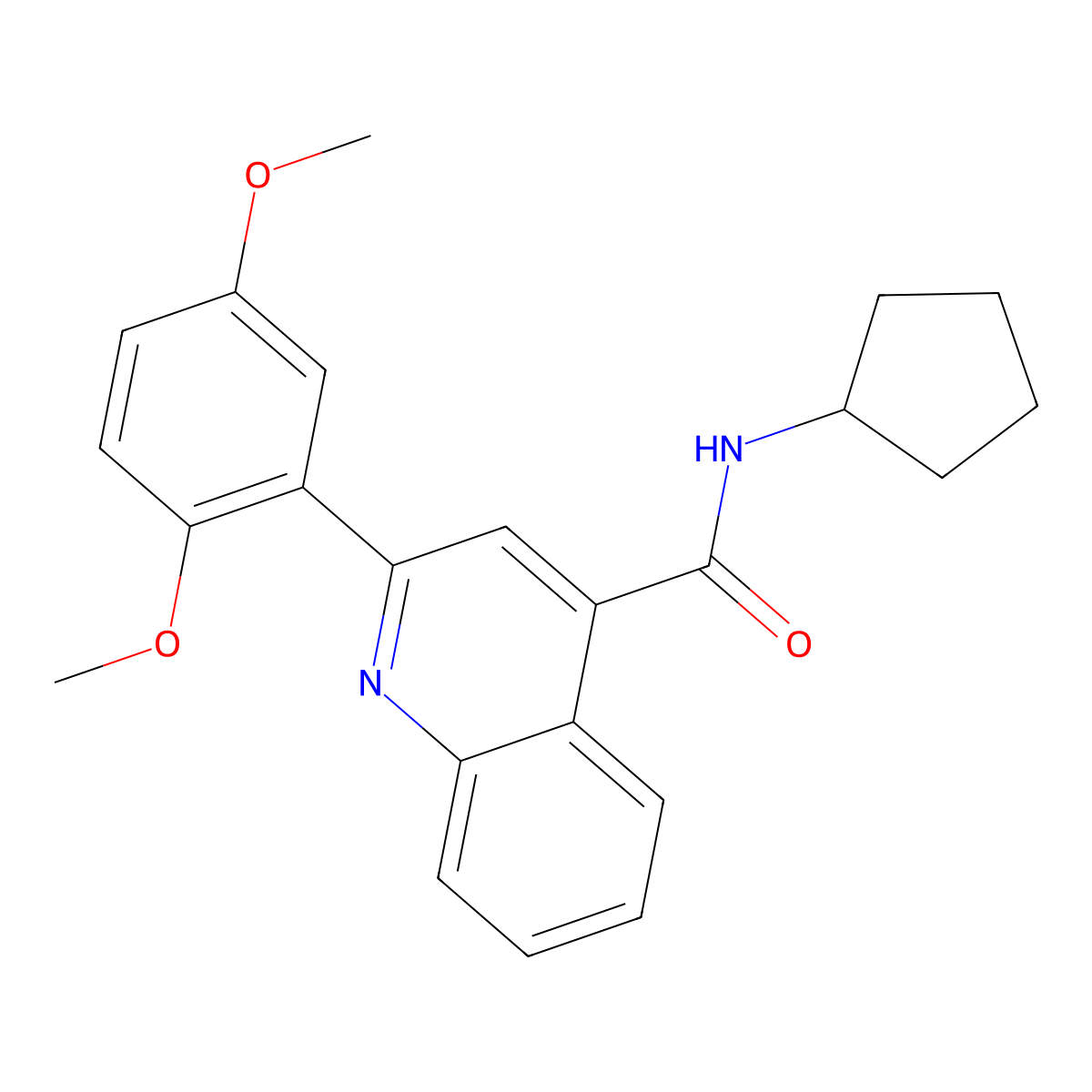 N-cyclopentyl-2-(2,5-dimethoxyphenyl)quinoline-4-carboxamide molecular structure, CAS 496017-67-5