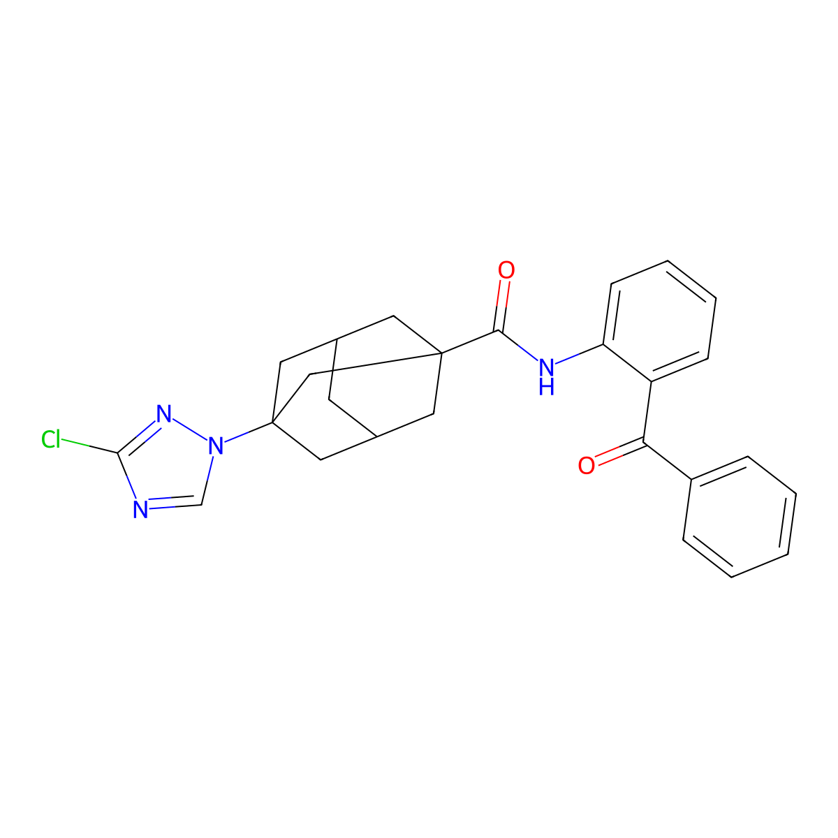 N-(2-benzoylphenyl)-3-(3-chloro-1H-1,2,4-triazol-1-yl)-1-adamantanecarboxamide molecular structure, CAS 496017-68-6