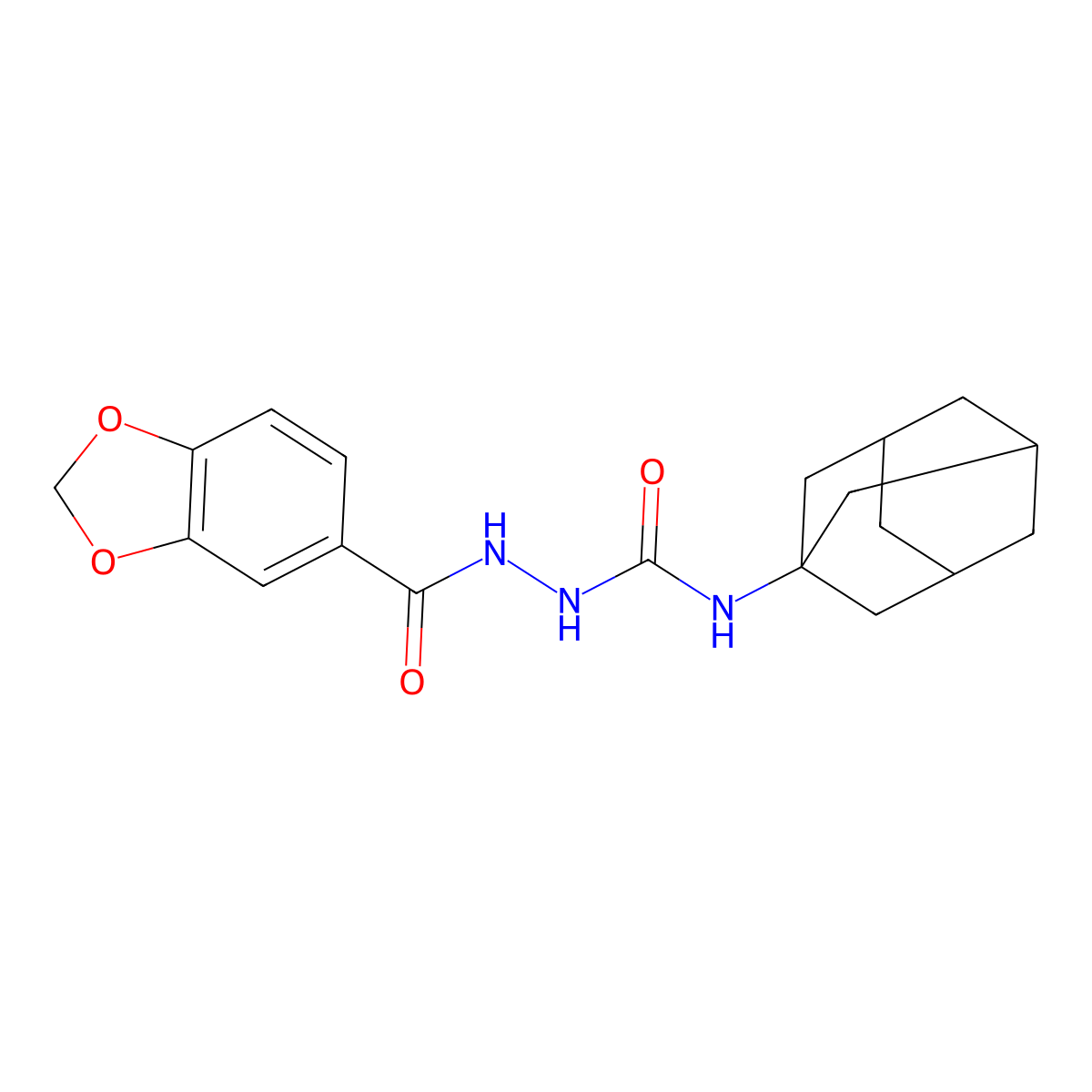 1-(1-Adamantyl)-3-(1,3-benzodioxole-5-carbonylamino)urea molecular structure, CAS 496017-73-3