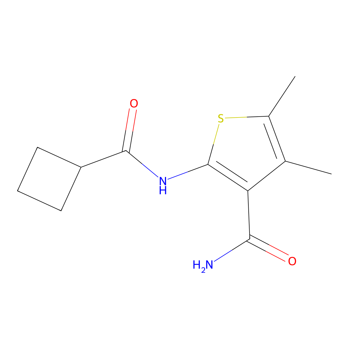 2-(Cyclobutylcarbonylamino)-4,5-dimethylthiophene-3-carboxamide molecular structure, CAS 496017-78-8