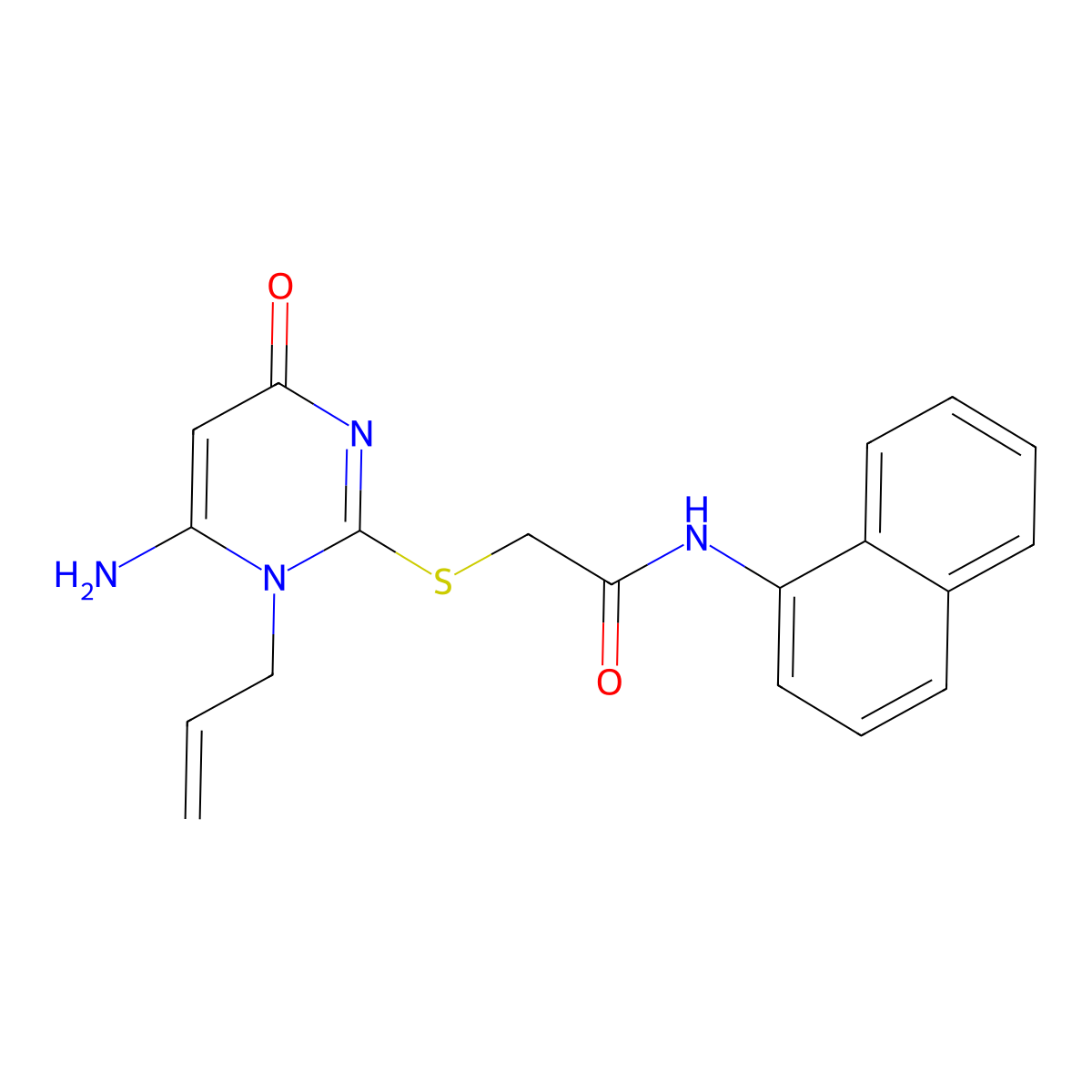 2-(6-amino-4-oxo-1-prop-2-enylpyrimidin-2-yl)sulfanyl-N-naphthalen-1-ylacetamide molecular structure, CAS 496018-05-4