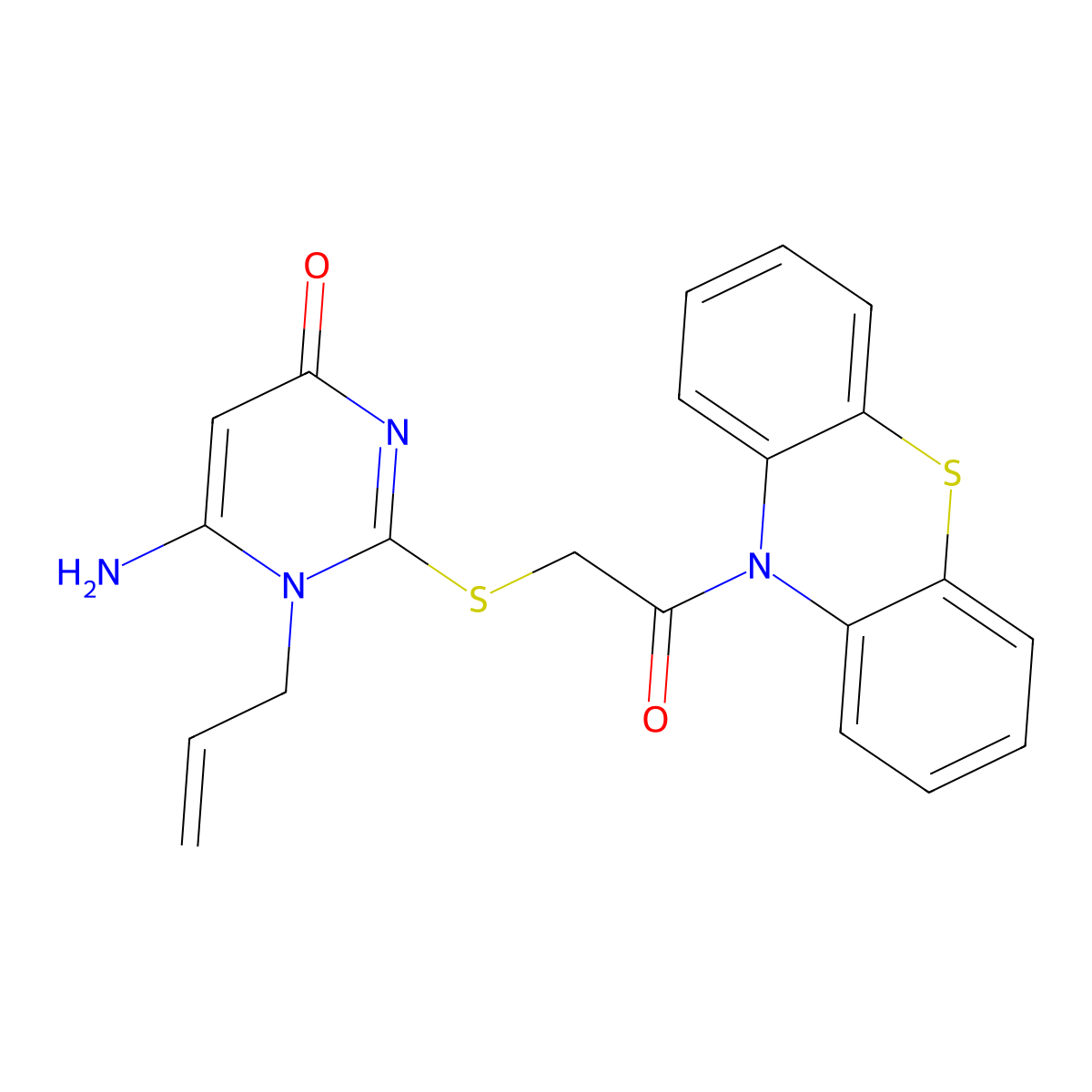 6-Amino-2-(2-oxo-2-phenothiazin-10-ylethyl)sulfanyl-1-prop-2-enylpyrimidin-4-one molecular structure, CAS 496018-11-2