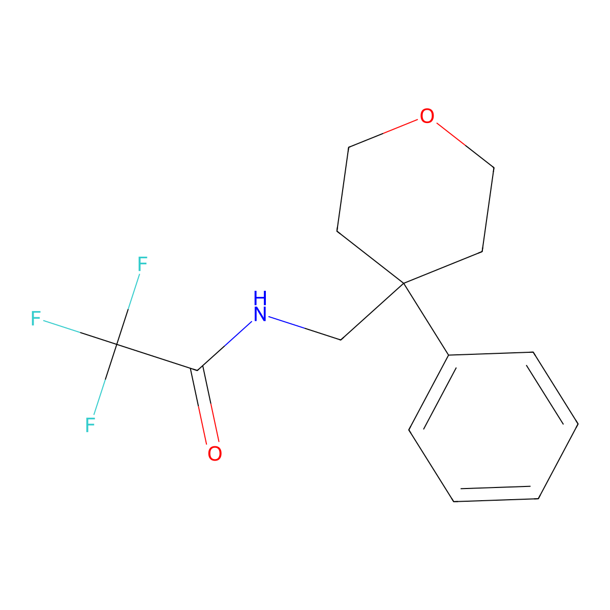 2,2,2-trifluoro-N-[(4-phenyloxan-4-yl)methyl]acetamide molecular structure, CAS 496018-26-9