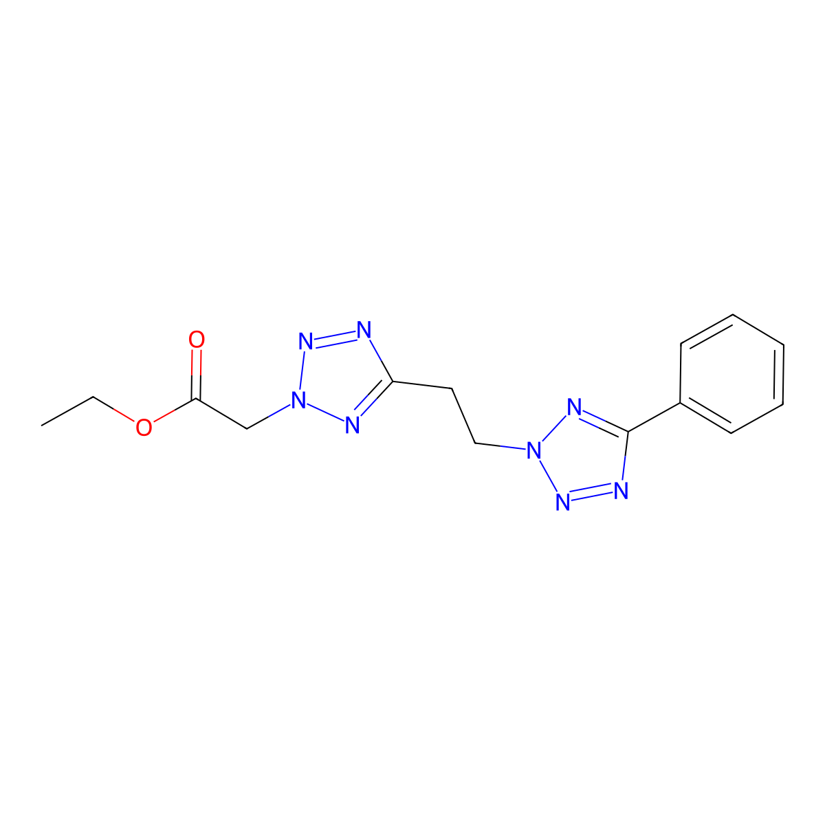 Ethyl 2-[5-[2-(5-phenyltetrazol-2-yl)ethyl]tetrazol-2-yl]acetate molecular structure, CAS 496018-41-8