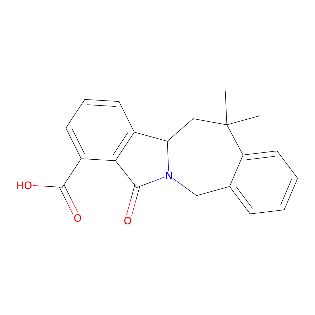 13,13-dimethyl-7-oxo-11b,12-dihydro-5H-isoindolo[2,1-b][2]benzazepine-8-carboxylic acid molecular structure, CAS 496018-49-6