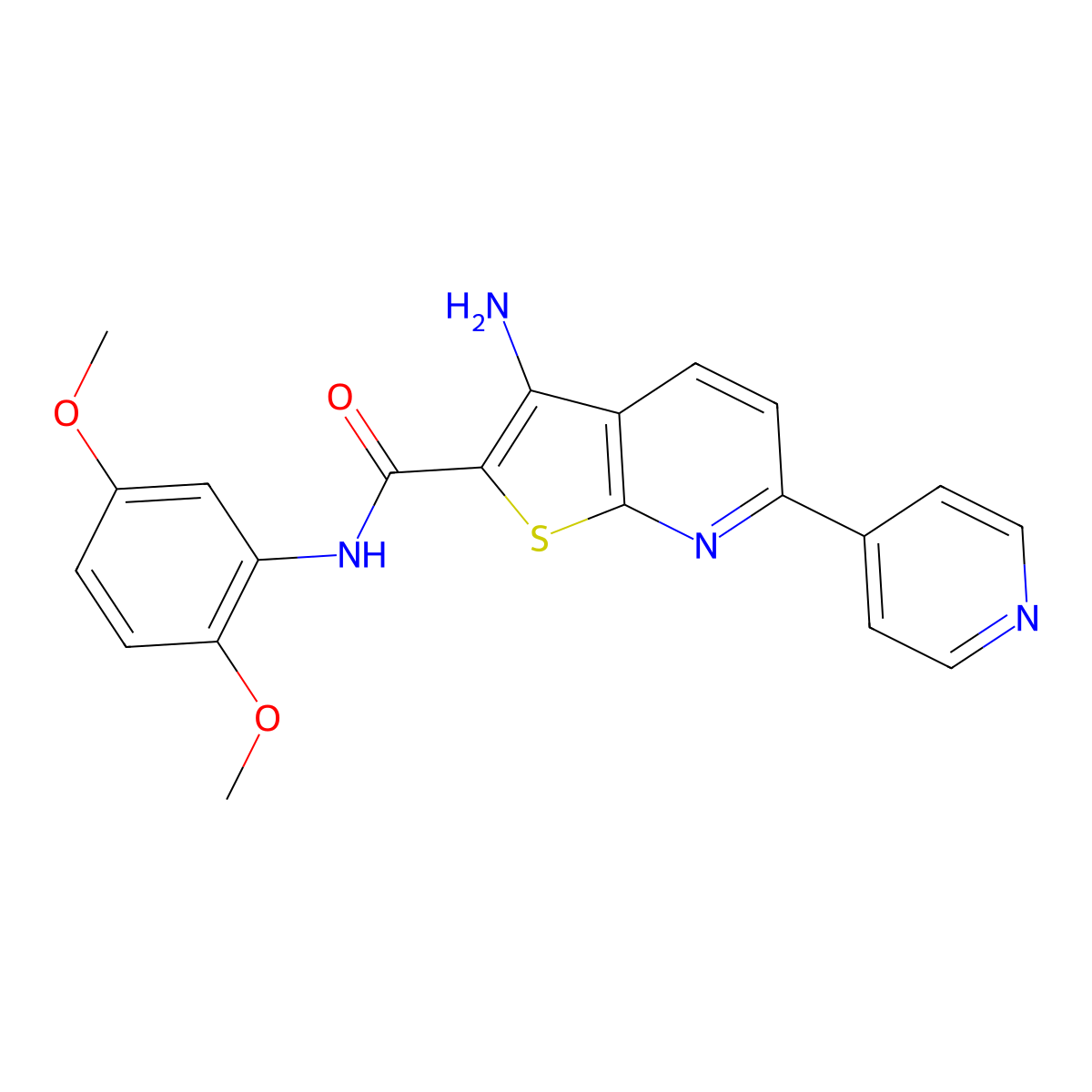 3-amino-N-(2,5-dimethoxyphenyl)-6-(4-pyridinyl)thieno[2,3-b]pyridine-2-carboxamide molecular structure, CAS 496019-15-9