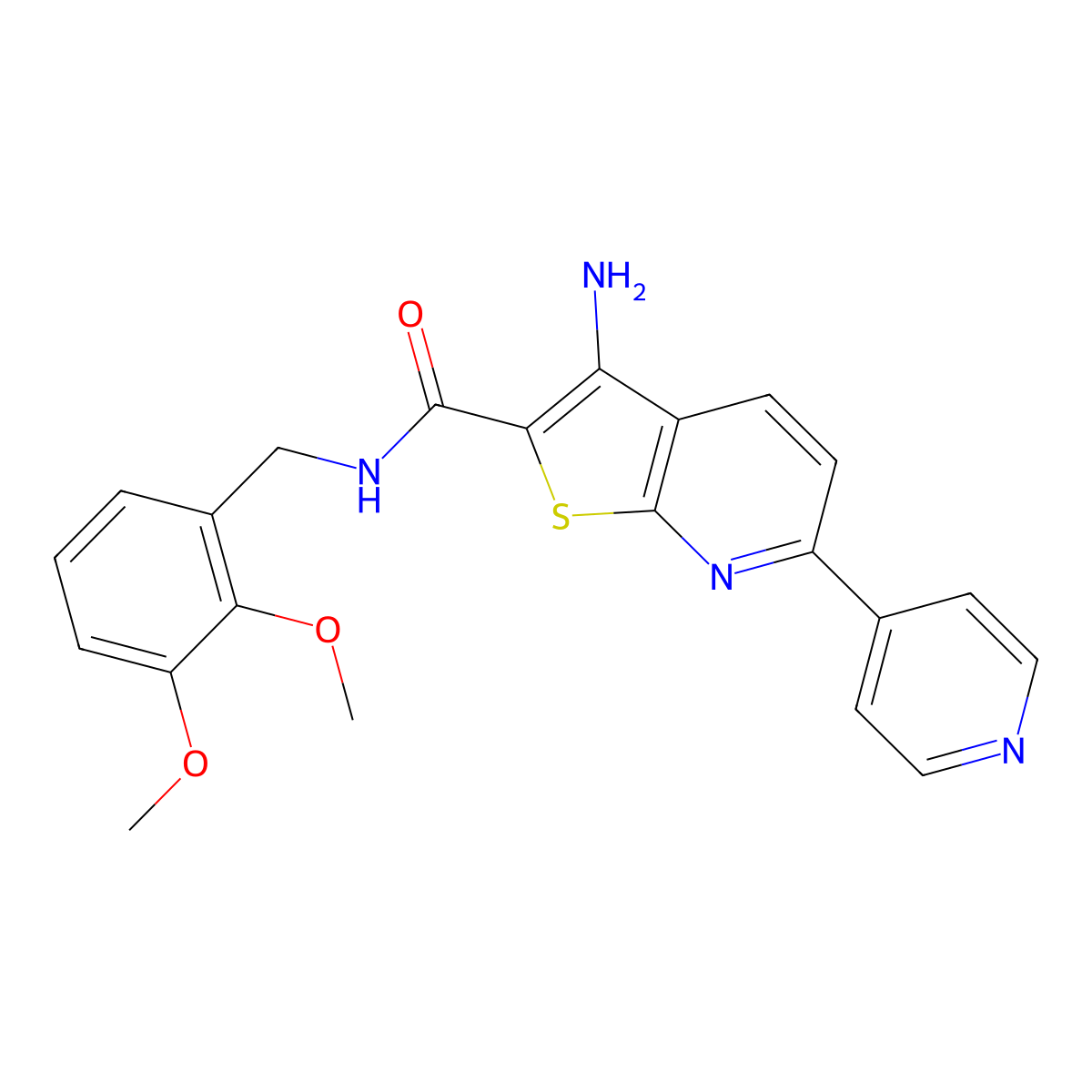 3-amino-N-(2,3-dimethoxybenzyl)-6-(4-pyridinyl)thieno[2,3-b]pyridine-2-carboxamide molecular structure, CAS 496019-21-7