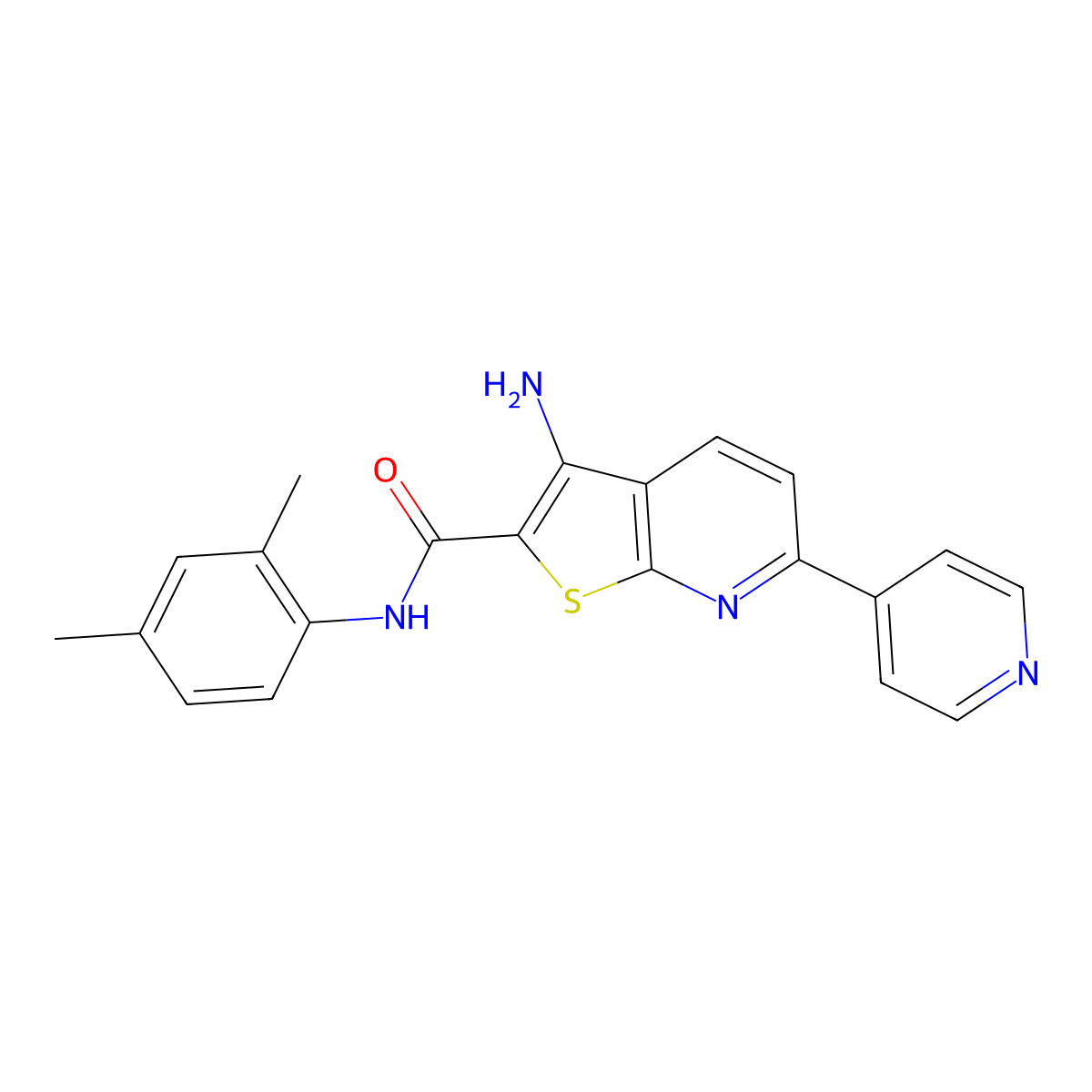3-amino-N-(2,4-dimethylphenyl)-6-(4-pyridinyl)thieno[2,3-b]pyridine-2-carboxamide molecular structure, CAS 496019-24-0