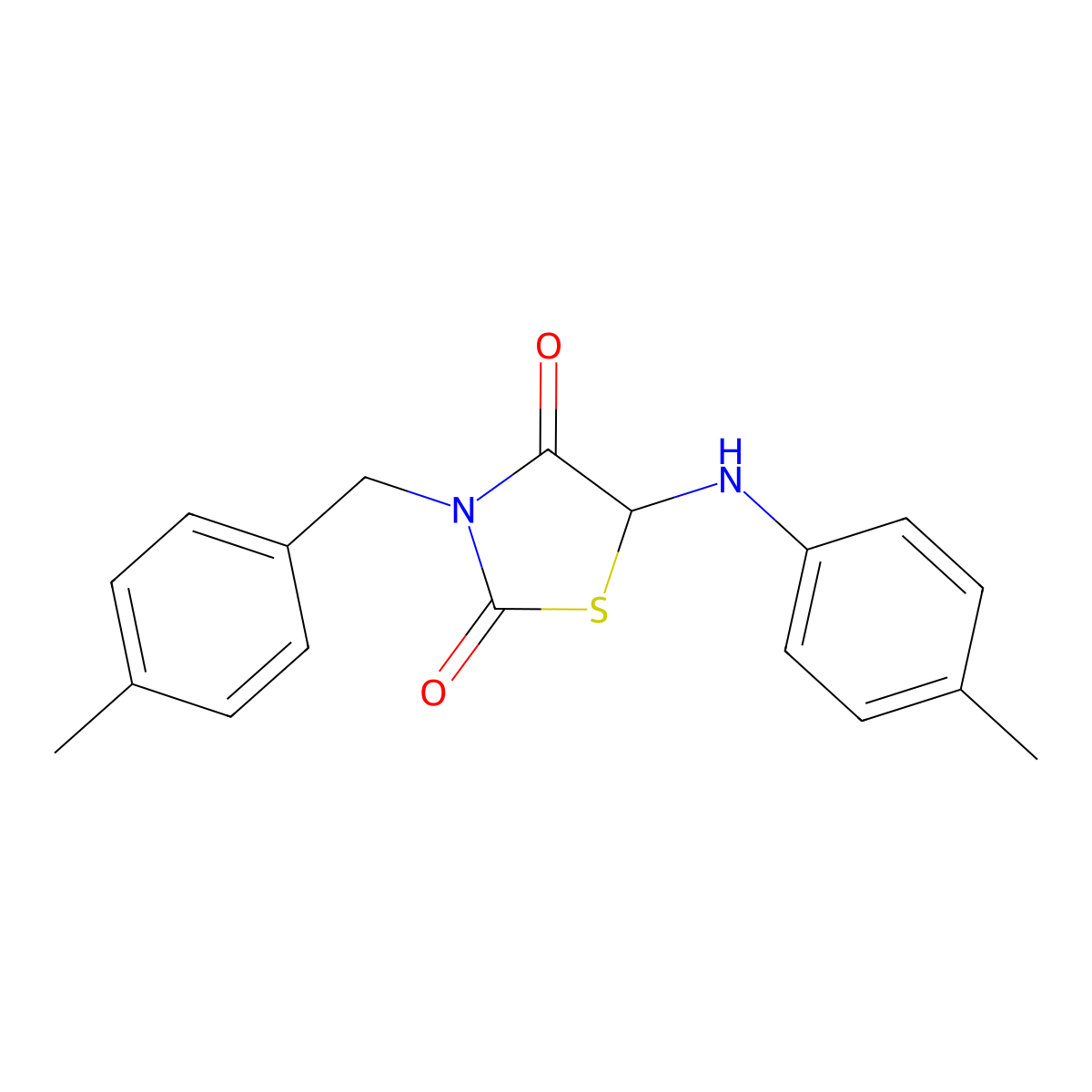 3-(4-Methylbenzyl)-5-(4-toluidino)-1,3-thiazolidine-2,4-dione molecular structure, CAS 496019-71-7