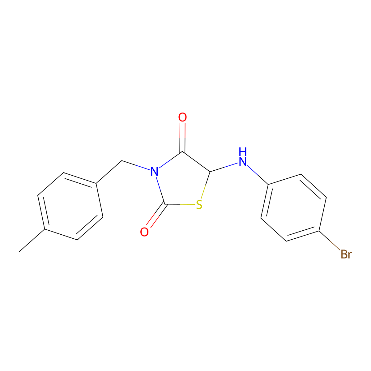 5-(4-Bromoanilino)-3-(4-methylbenzyl)-1,3-thiazolidine-2,4-dione molecular structure, CAS 496019-72-8