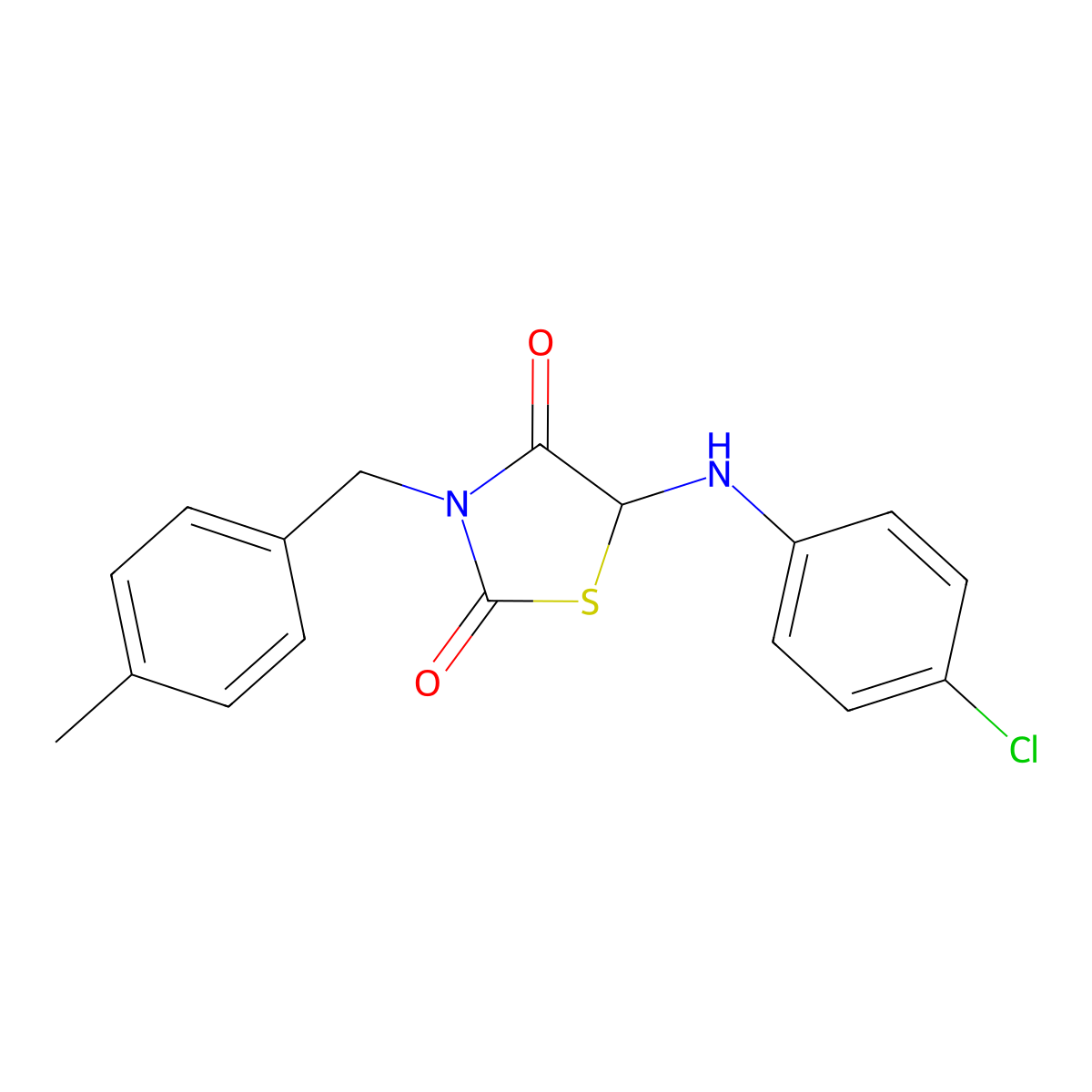 5-(4-Chloroanilino)-3-(4-methylbenzyl)-1,3-thiazolidine-2,4-dione molecular structure, CAS 496019-73-9