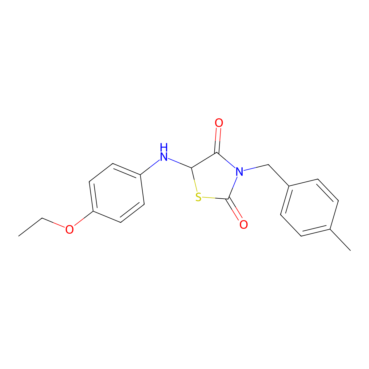5-(4-Ethoxy-phenylamino)-3-(4-methyl-benzyl)-thiazolidine-2,4-dione molecular structure, CAS 496019-74-0