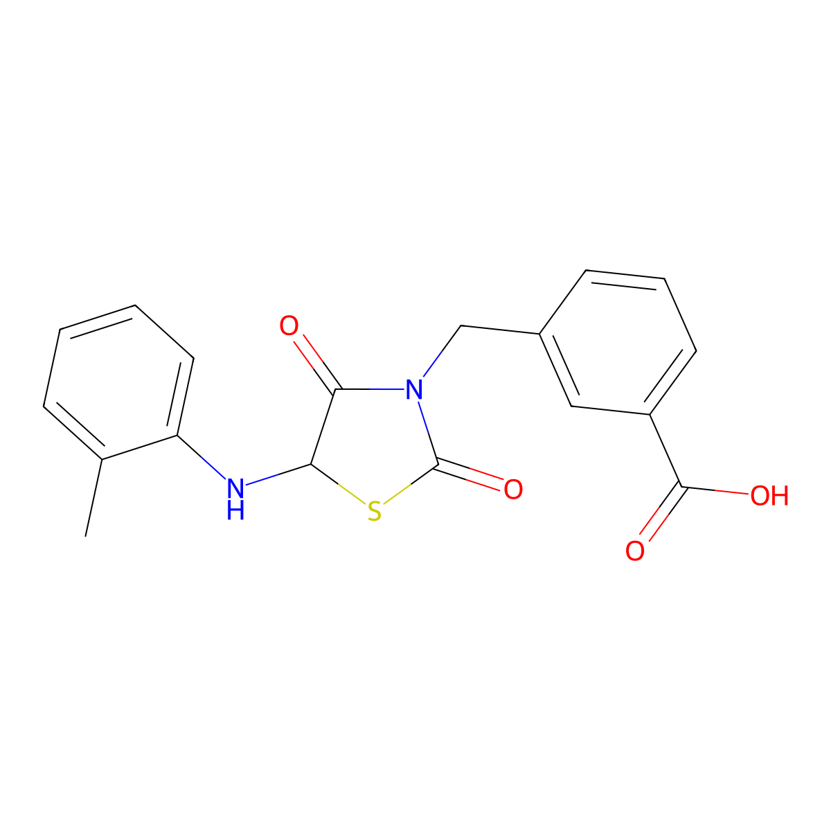 3-{[2,4-Dioxo-5-(2-toluidino)-1,3-thiazolidin-3-yl]methyl}benzoic acid molecular structure, CAS 496019-77-3