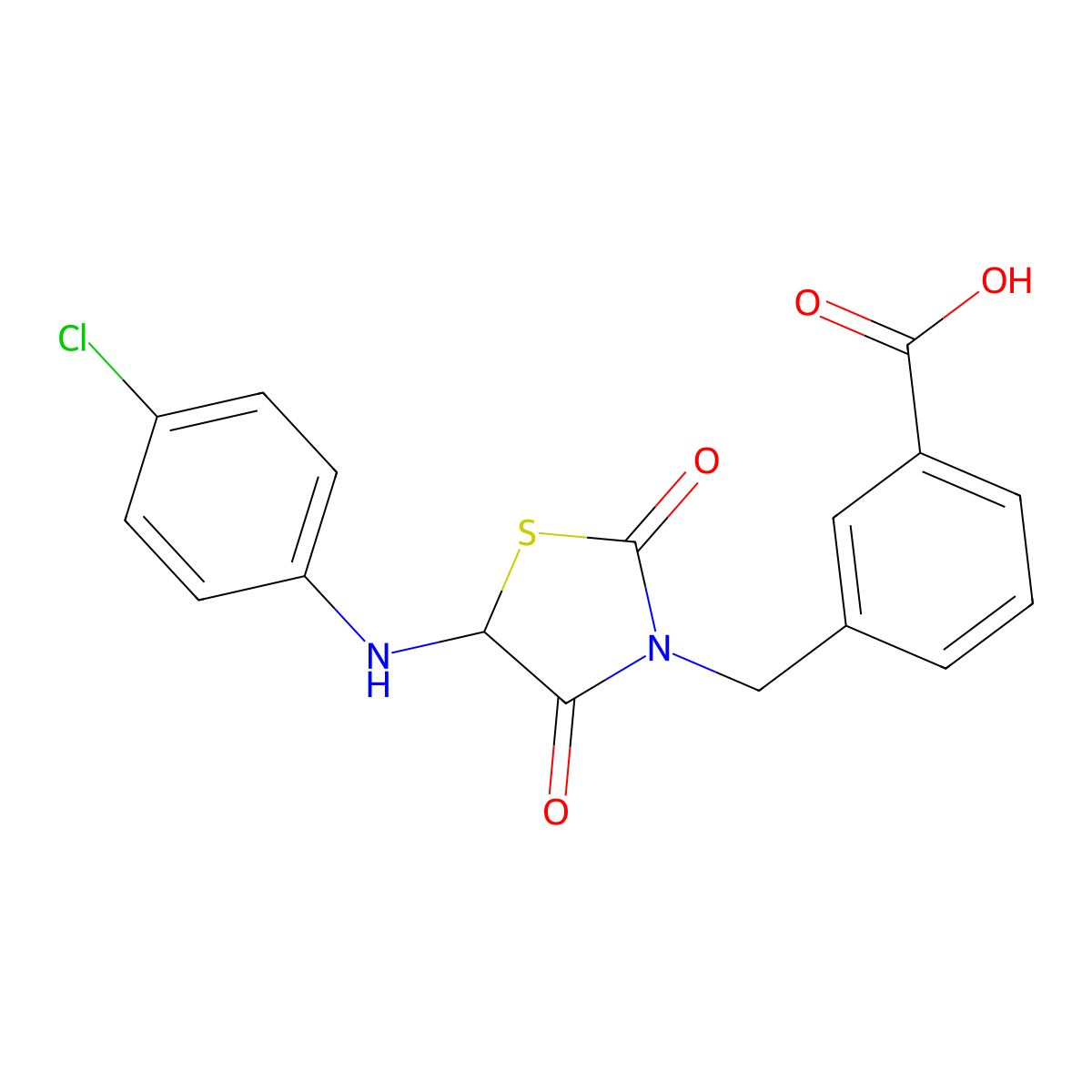 3-({5-[(4-Chlorophenyl)amino]-2,4-dioxo-1,3-thiazolidin-3-yl}methyl)benzoic acid molecular structure, CAS 496019-79-5